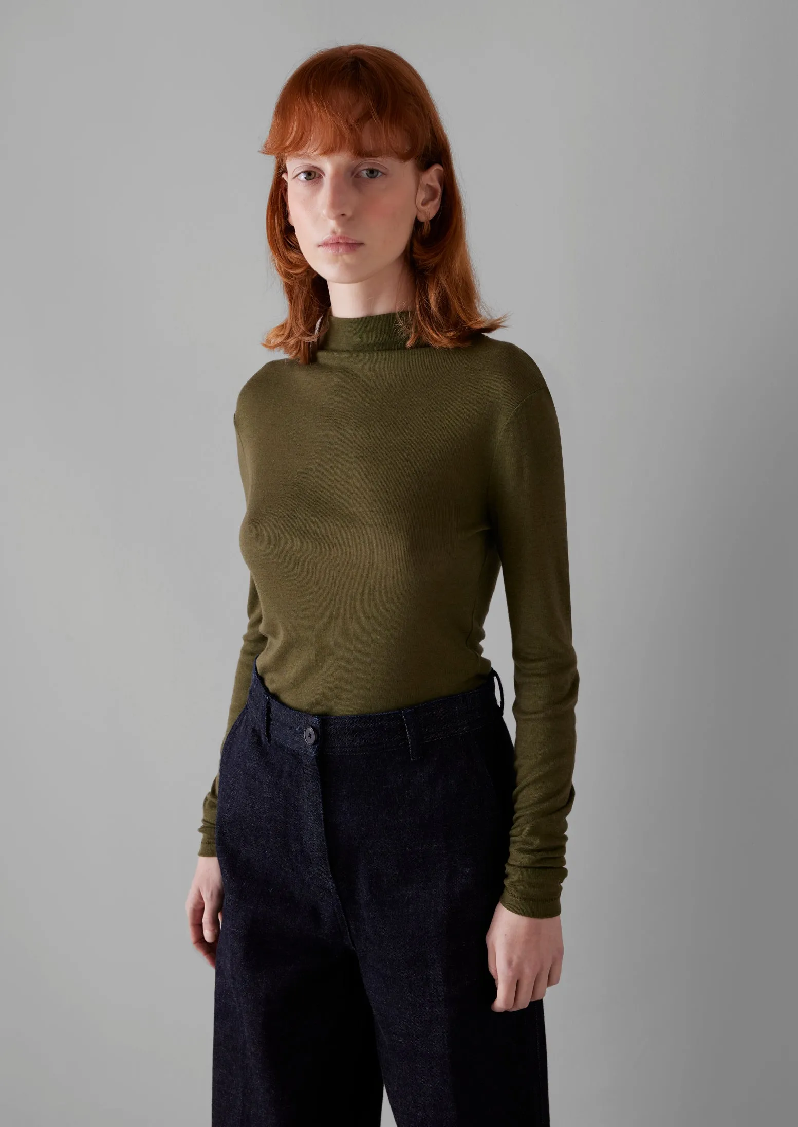 Aster Wool Lyocell High Neck Tee | Artichoke sold by TOAST product image thumbnail 2