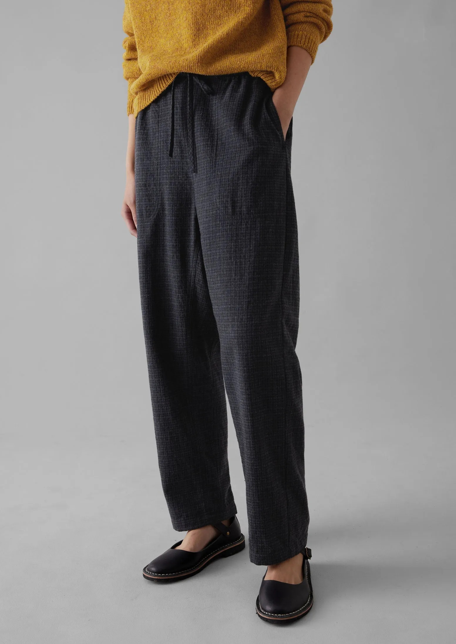 Suki Wool Cotton Seersucker Check Trousers | Carbon sold by TOAST product image thumbnail 2