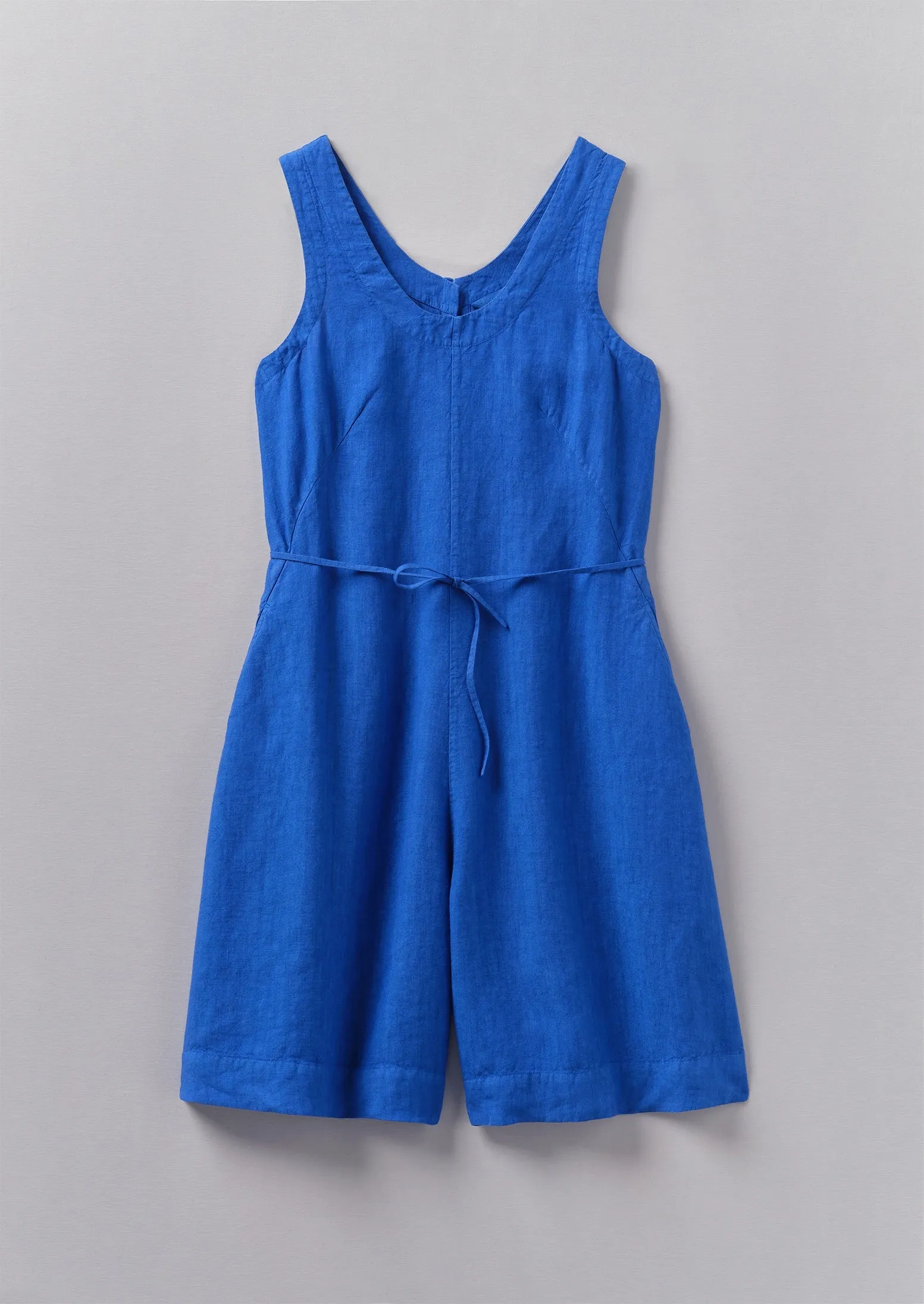 Garment Dyed Linen Short Jumpsuit | Sapphire sold by TOAST
