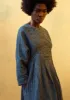 Ticking Stripe Linen Dress | Dark Blue/Ecru sold by TOAST