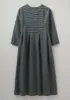 Ticking Stripe Linen Dress | Dark Blue/Ecru sold by TOAST