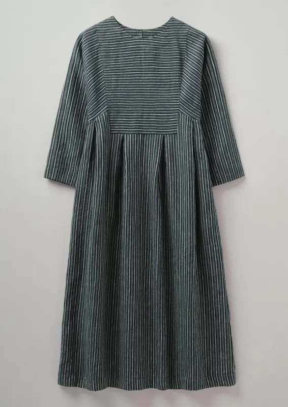 Ticking Stripe Linen Dress | Dark Blue/Ecru sold by TOAST