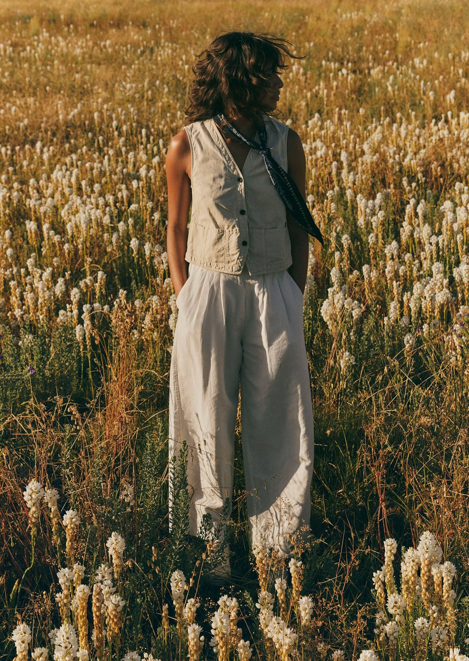 Cotton Linen Canvas Waistcoat Top | Wood Ash sold by TOAST product image thumbnail 3