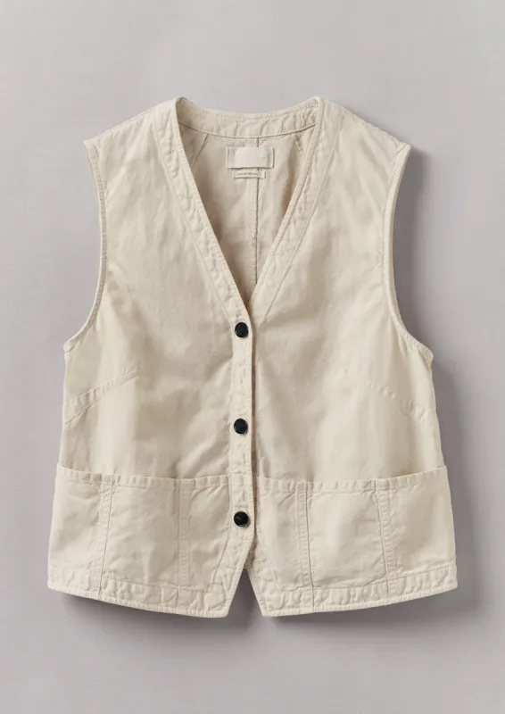 Cotton Linen Canvas Waistcoat Top | Wood Ash sold by TOAST