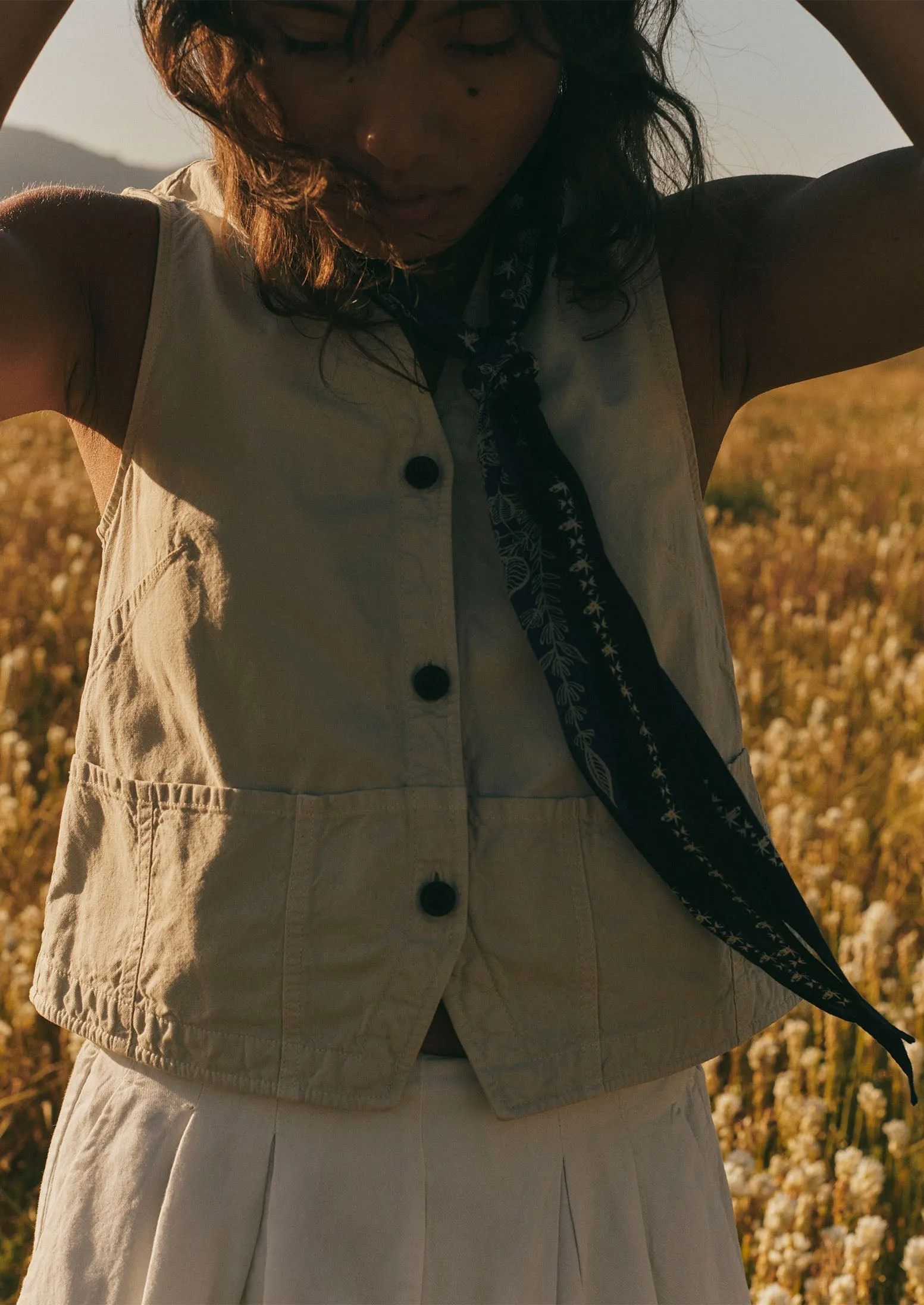 Cotton Linen Canvas Waistcoat Top | Wood Ash sold by TOAST product image thumbnail 2