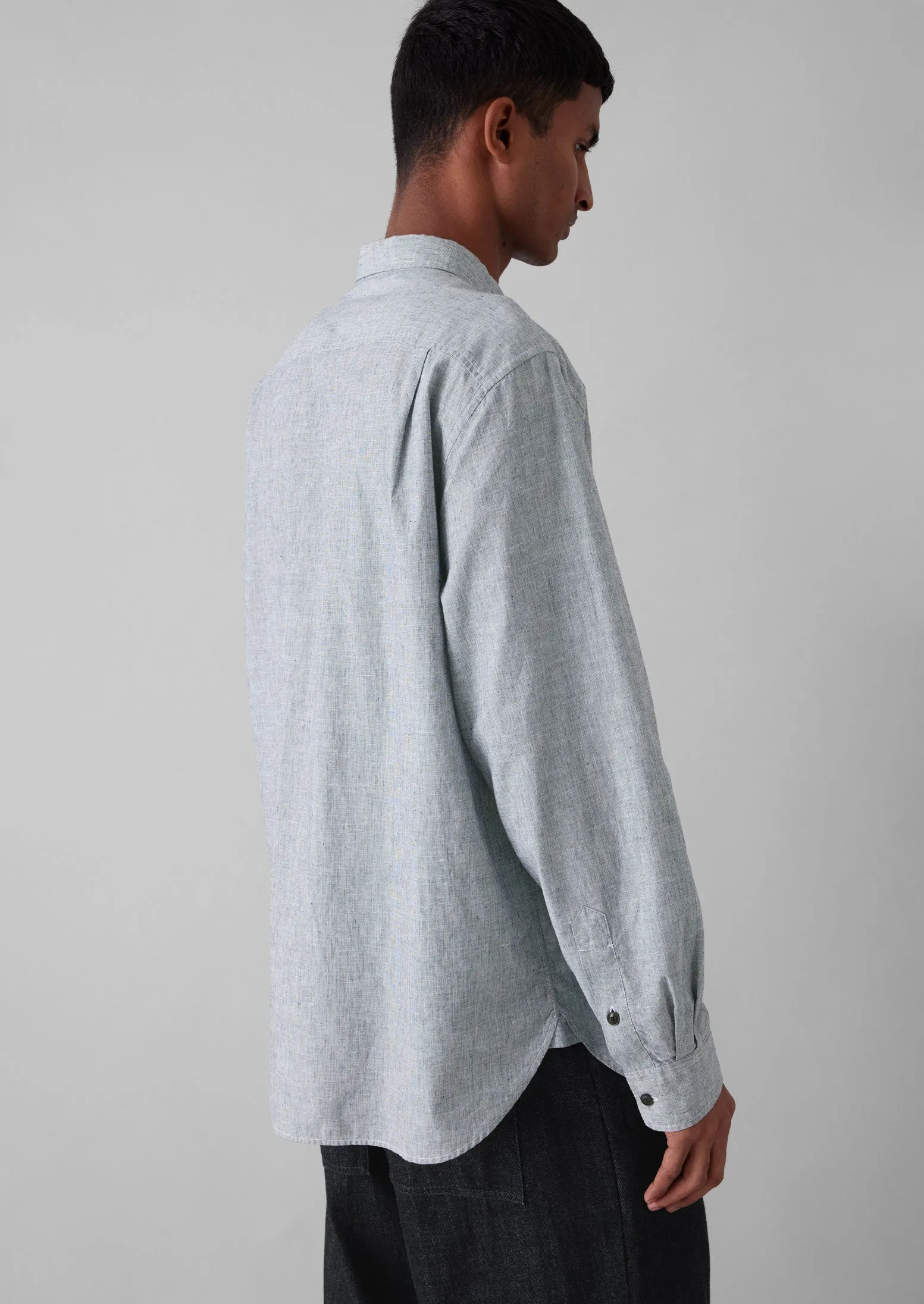 Chambray Cotton Linen Shirt | Charcoal sold by TOAST product image thumbnail 4
