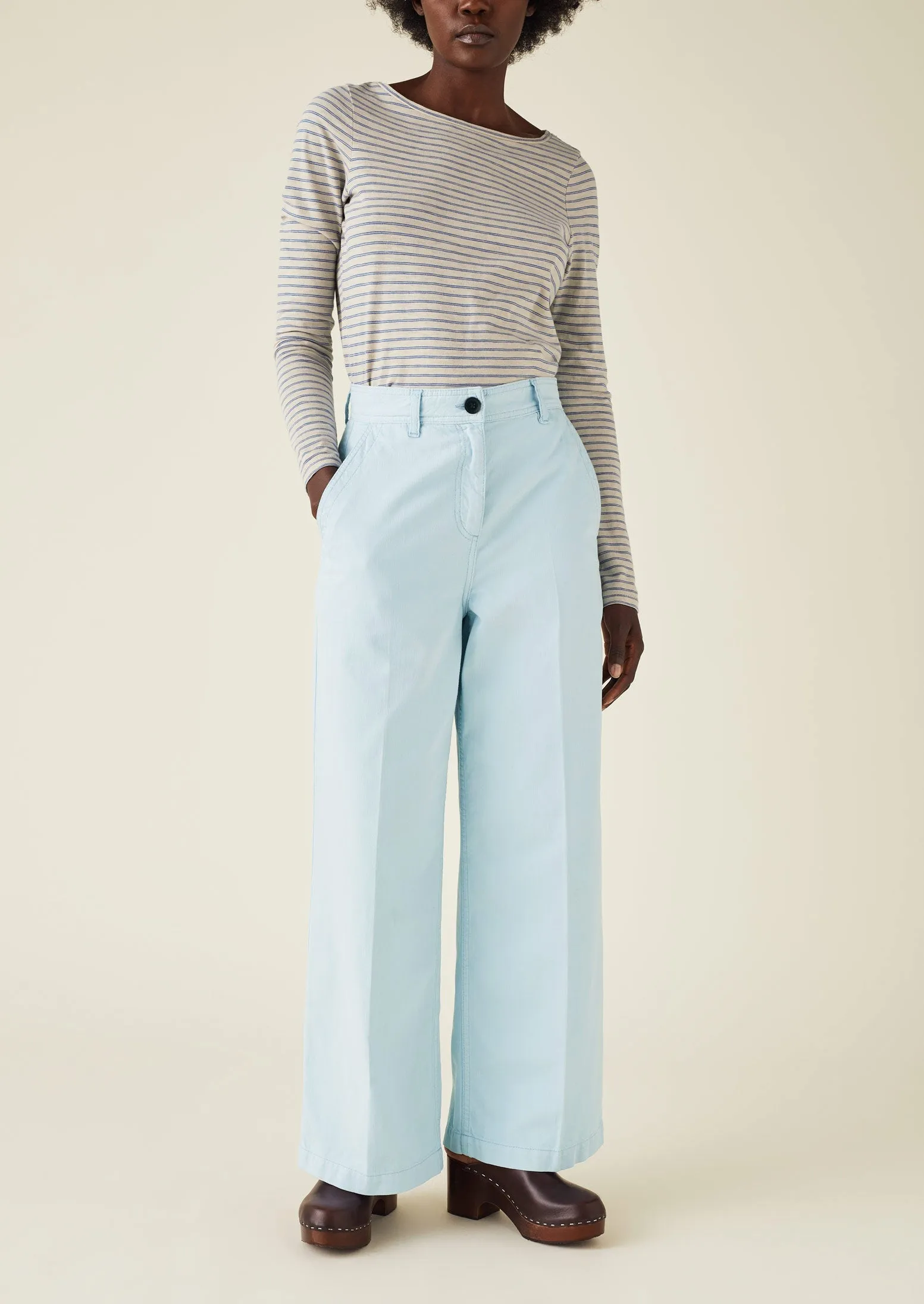 Garment Dyed Organic Denim Trousers | Pale Blue sold by TOAST product image thumbnail 2