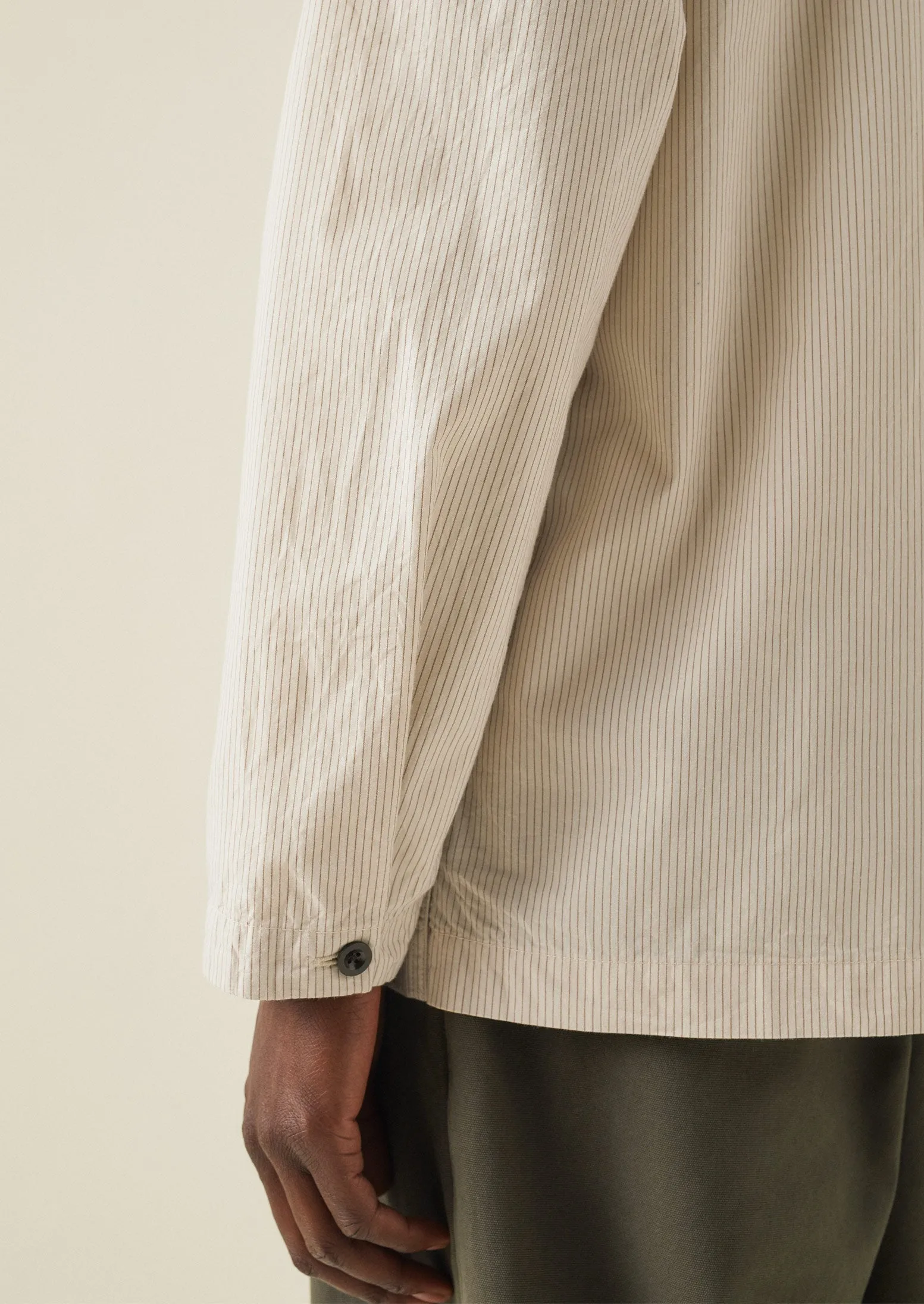 Crinkle Organic Cotton Stripe Shirt | Oyster Grey/Birch sold by TOAST product image thumbnail 5