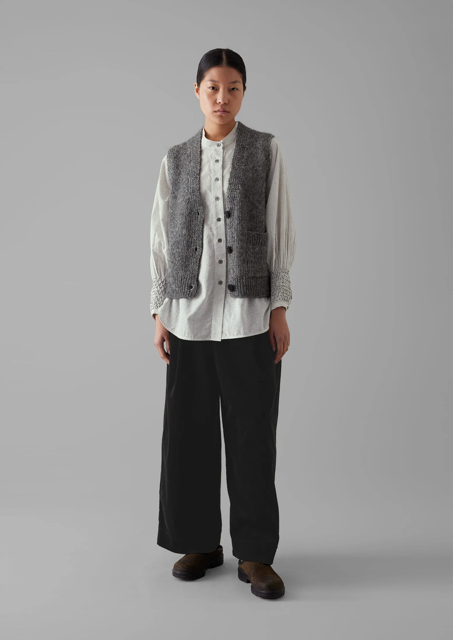 Cotton Alpaca Button Through Tank | Grey Melange sold by TOAST product image thumbnail 3