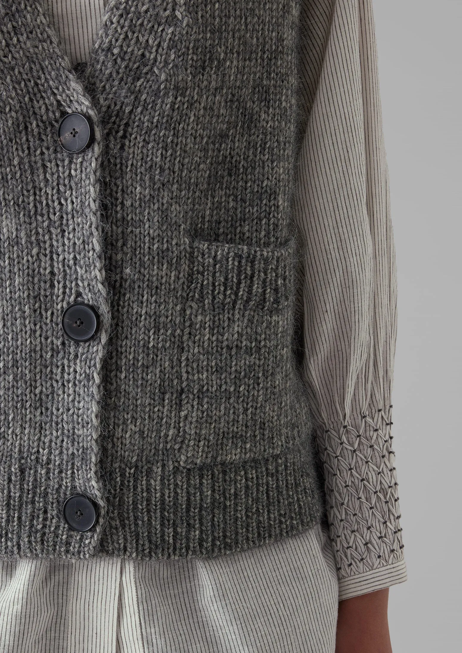 Cotton Alpaca Button Through Tank | Grey Melange sold by TOAST product image thumbnail 4