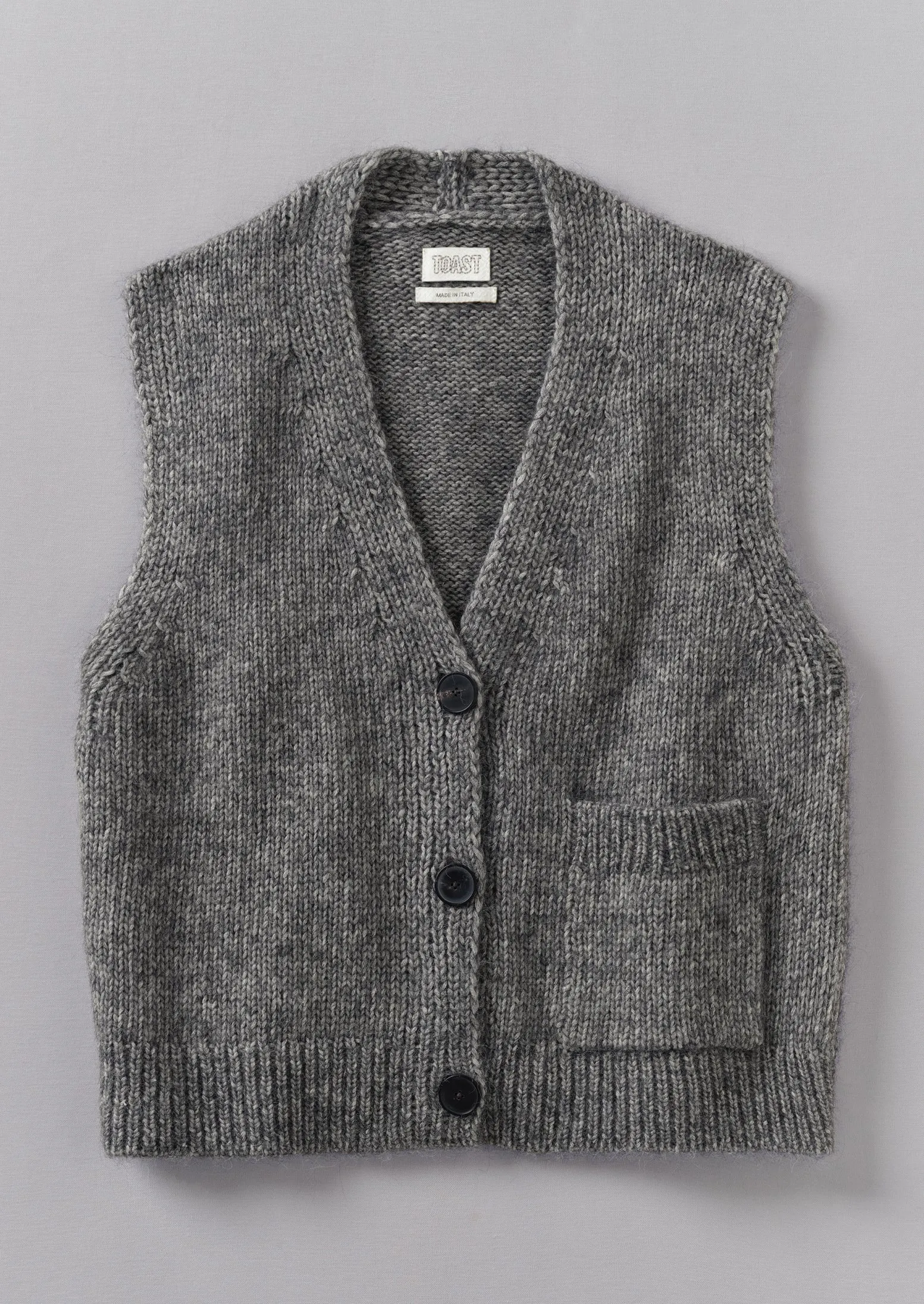 Cotton Alpaca Button Through Tank | Grey Melange sold by TOAST