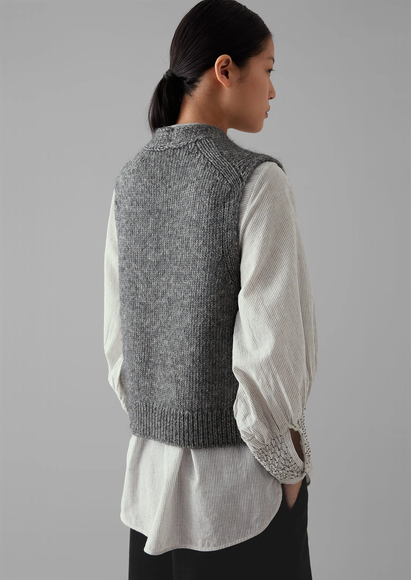 Cotton Alpaca Button Through Tank | Grey Melange sold by TOAST product image thumbnail 5