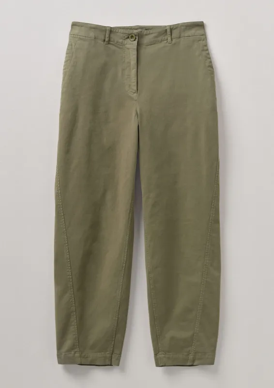 Forward Seam Cotton Twill Trousers | Khaki sold by TOAST