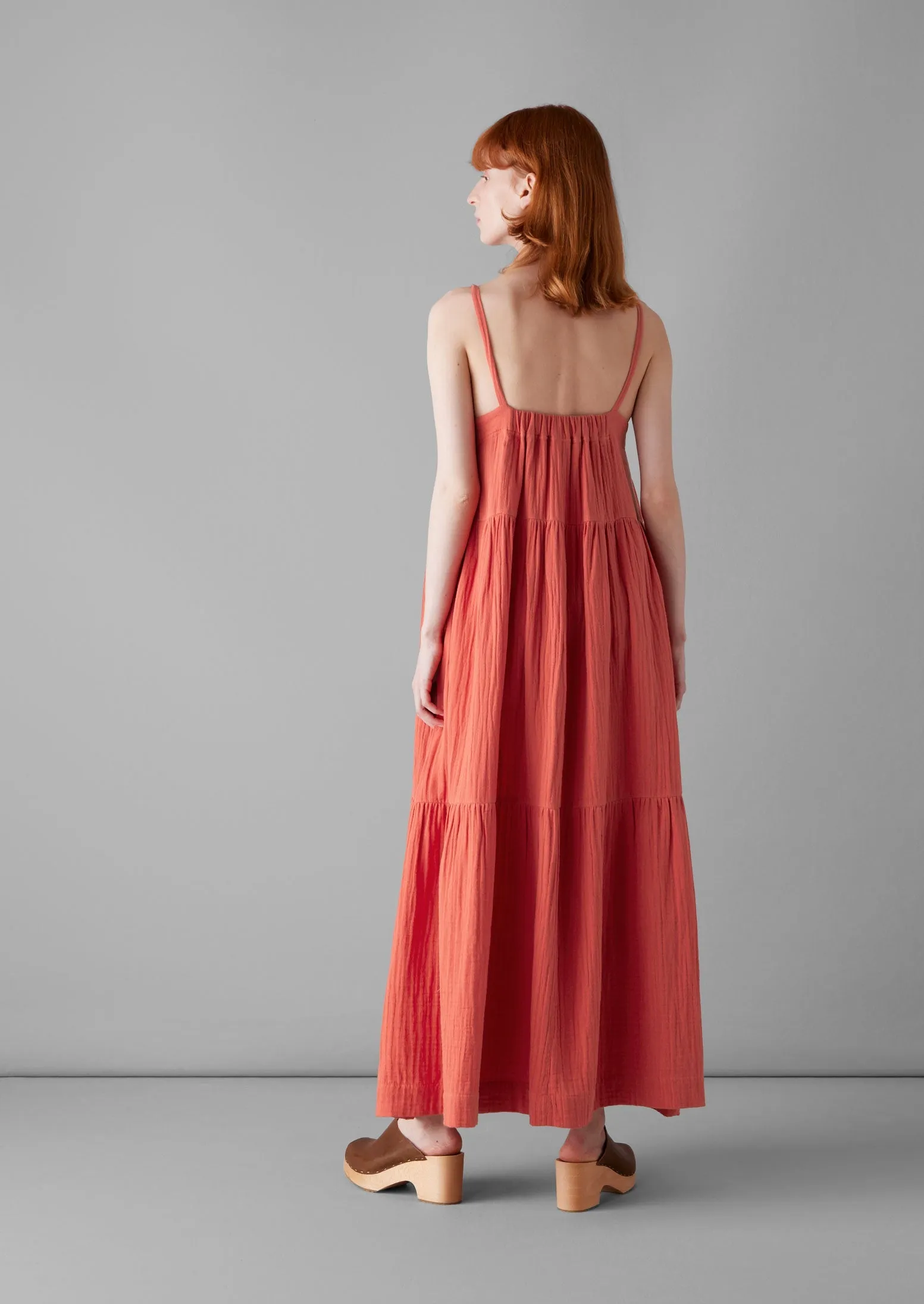 Tiered Crinkle Cotton Gauze Dress | Poppy sold by TOAST product image thumbnail 4