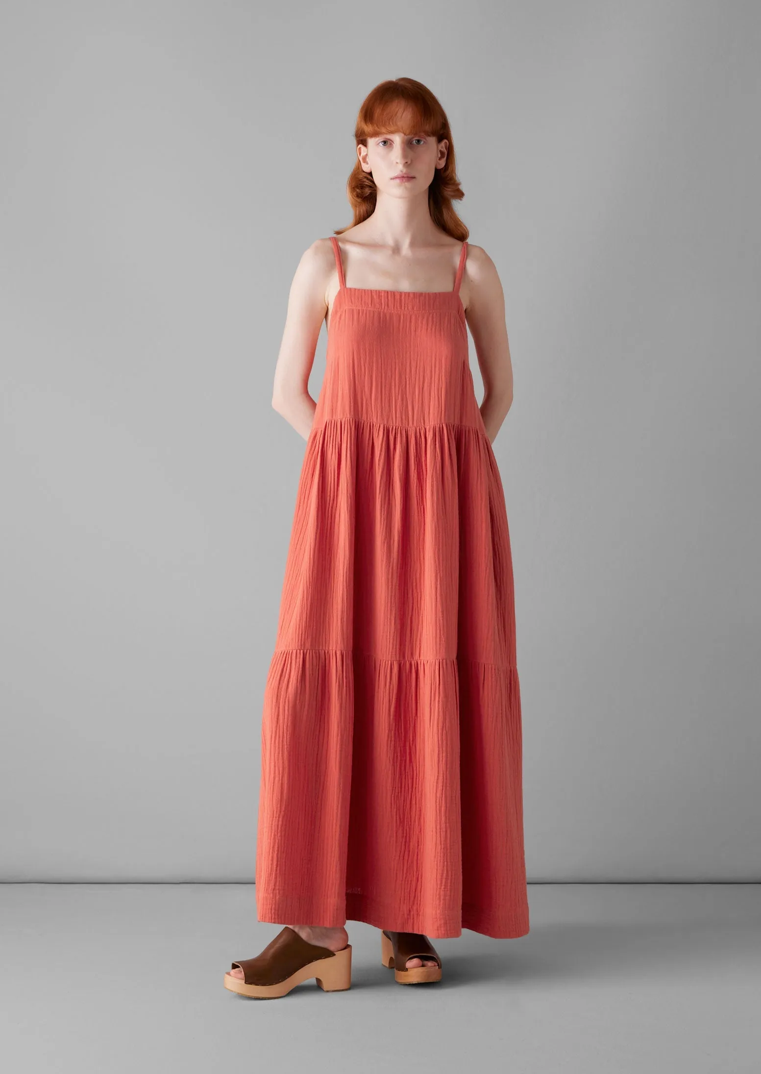 Tiered Crinkle Cotton Gauze Dress | Poppy sold by TOAST product image thumbnail 2