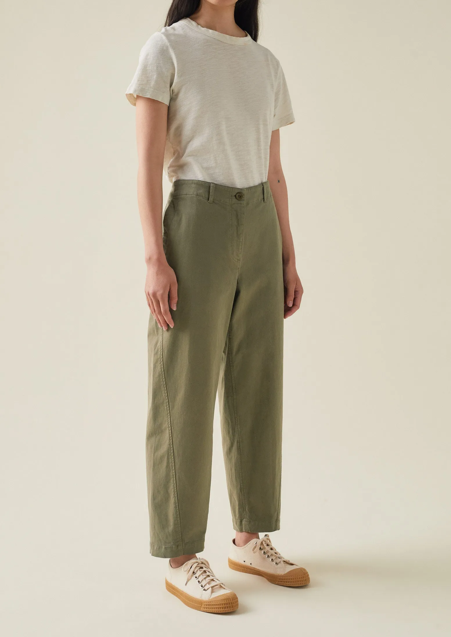 Forward Seam Cotton Twill Trousers | Khaki sold by TOAST product image thumbnail 3