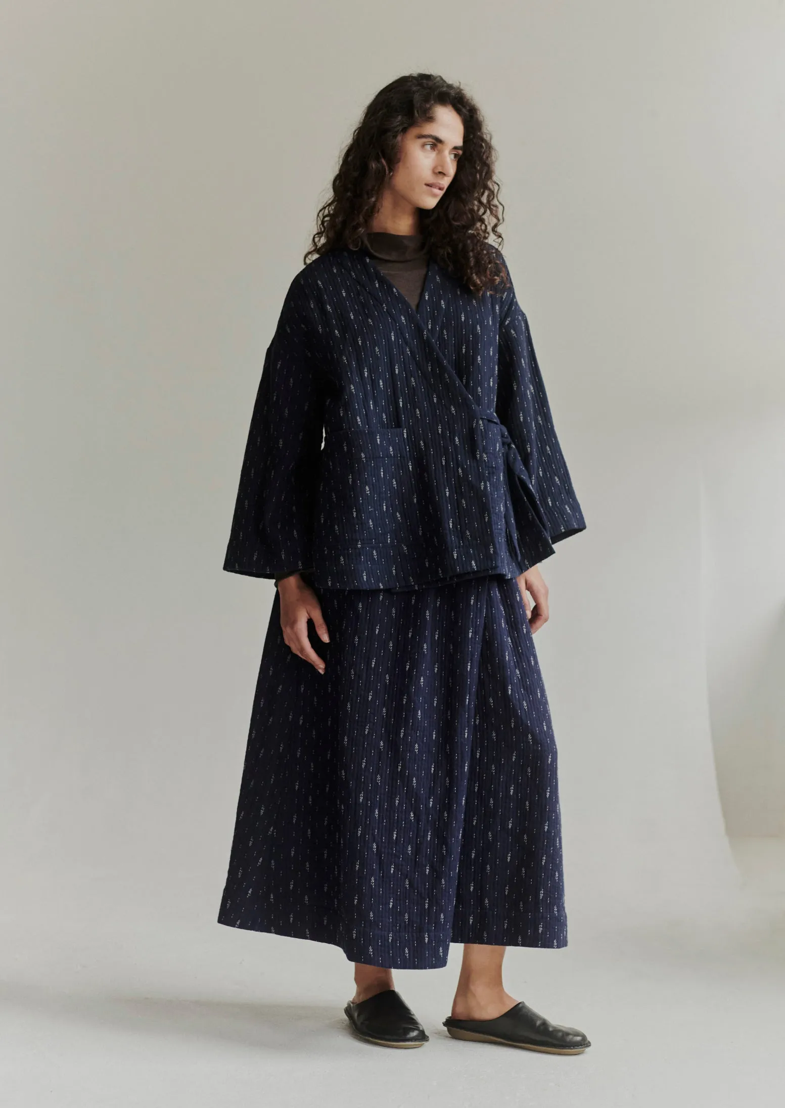 Dobby Stitch Cotton Skirt | Indigo/Blue sold by TOAST product image thumbnail 2