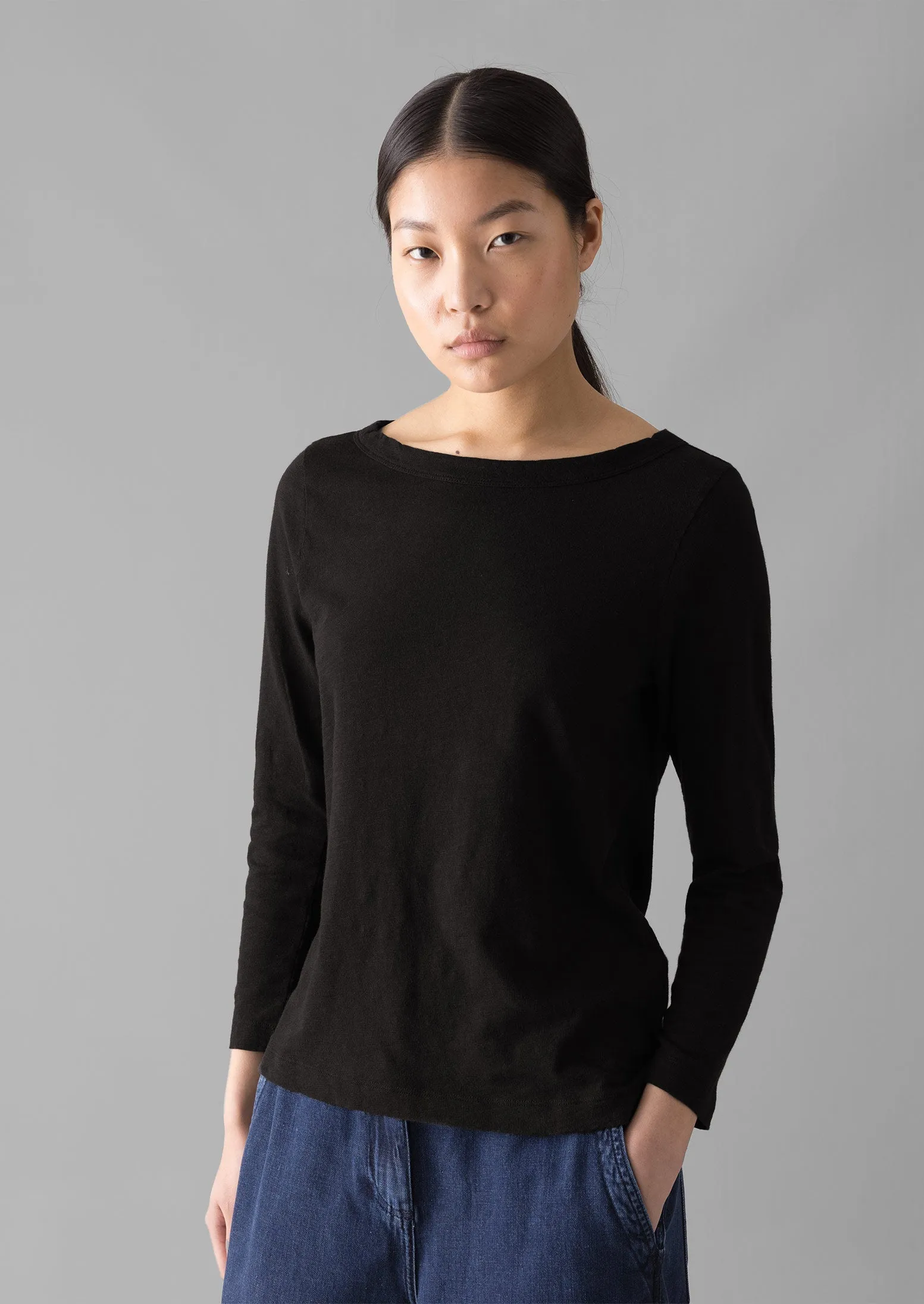 Lia Garment Dyed Boat Neck Tee | Carbon Black sold by TOAST product image thumbnail 2