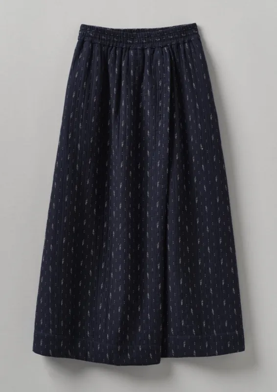 Dobby Stitch Cotton Skirt | Indigo/Blue sold by TOAST