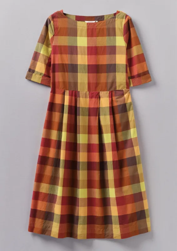 Franca Cabin Check Dress | Nasturtium sold by TOAST