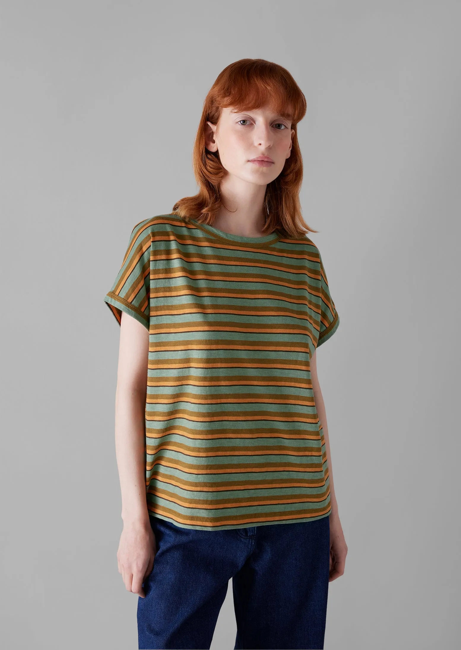 Alda Stripe Organic Cotton Easy Tee | Herb/Cider sold by TOAST product image thumbnail 2