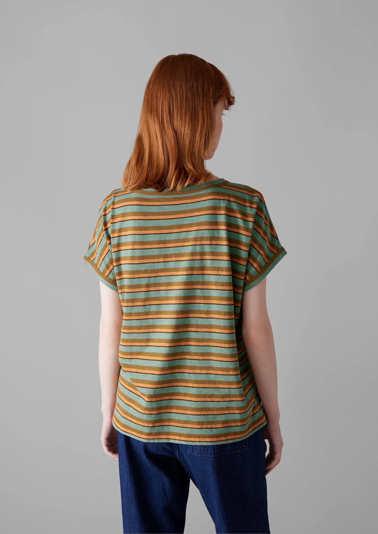 Alda Stripe Organic Cotton Easy Tee | Herb/Cider sold by TOAST product image thumbnail 3