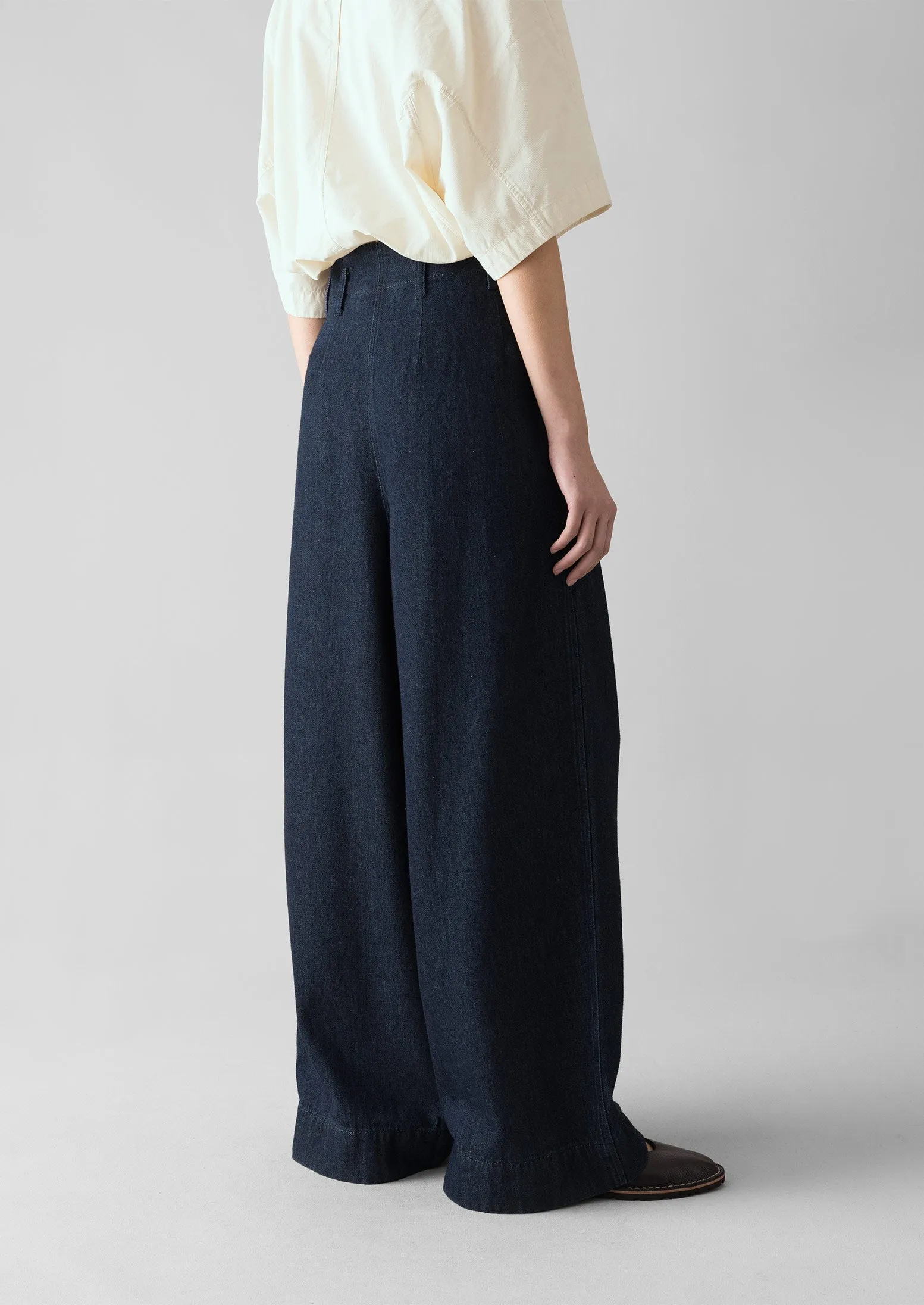 Cotton Hemp Denim Wide Leg Trousers | Indigo sold by TOAST product image thumbnail 5
