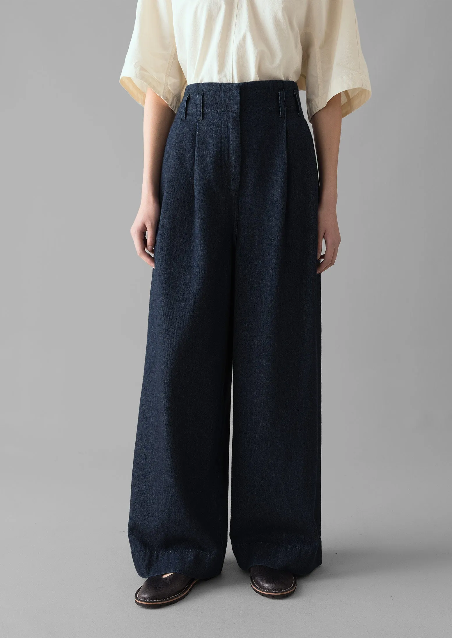 Cotton Hemp Denim Wide Leg Trousers | Indigo sold by TOAST product image thumbnail 4