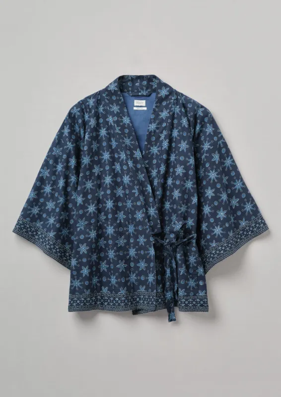 Starfish Print Cotton Lounge Jacket | Denim Blue sold by TOAST