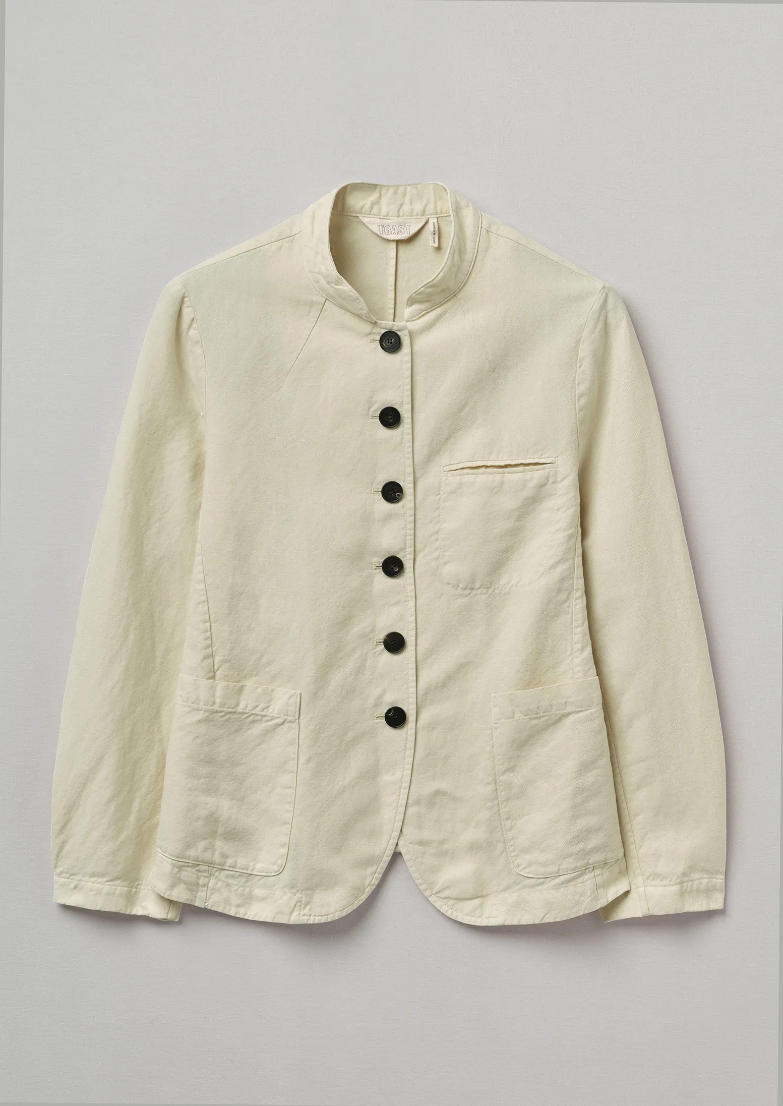 Garment Dyed Cotton Linen Neat Jacket | Parchment sold by TOAST