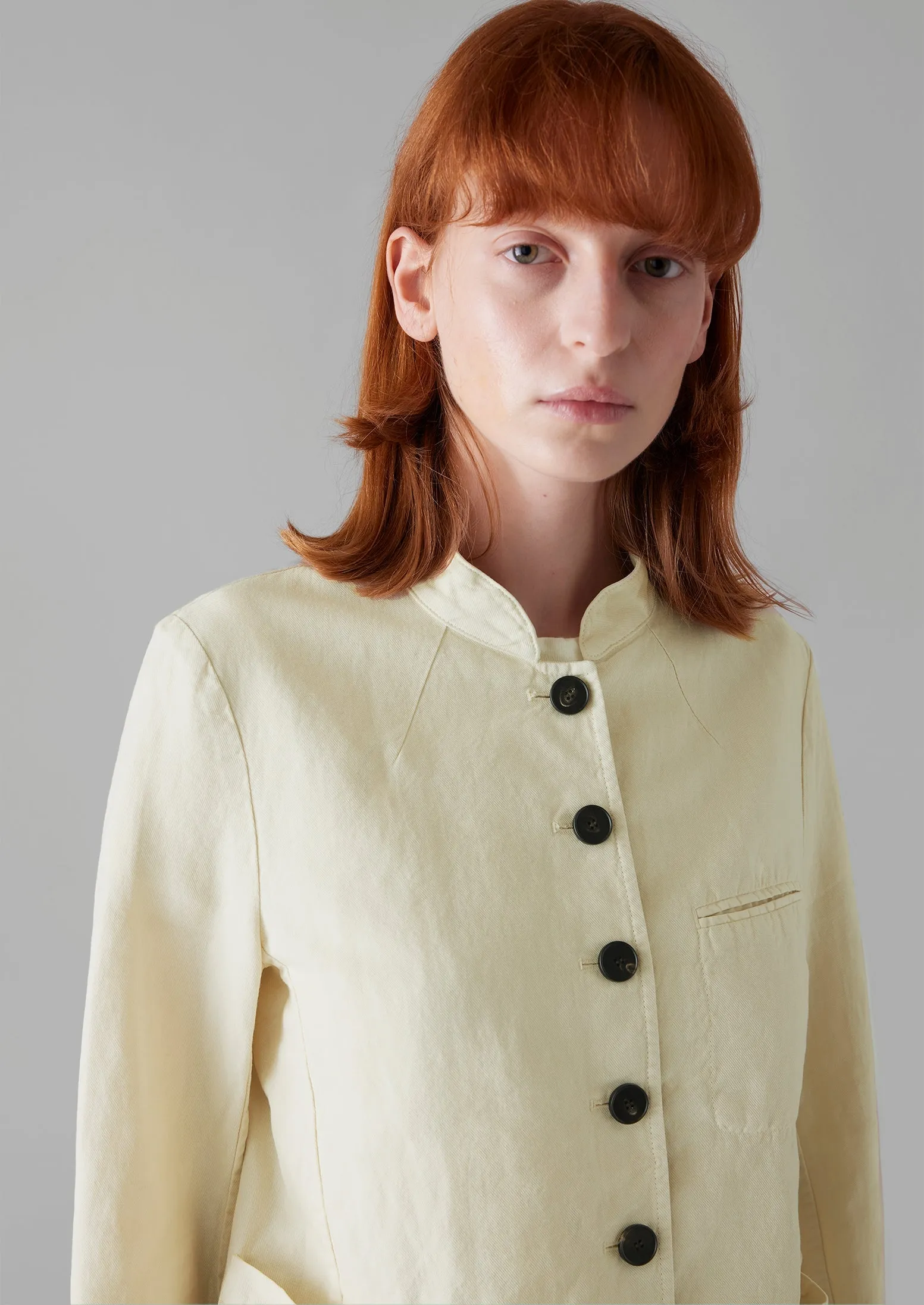 Garment Dyed Cotton Linen Neat Jacket | Parchment sold by TOAST product image thumbnail 2
