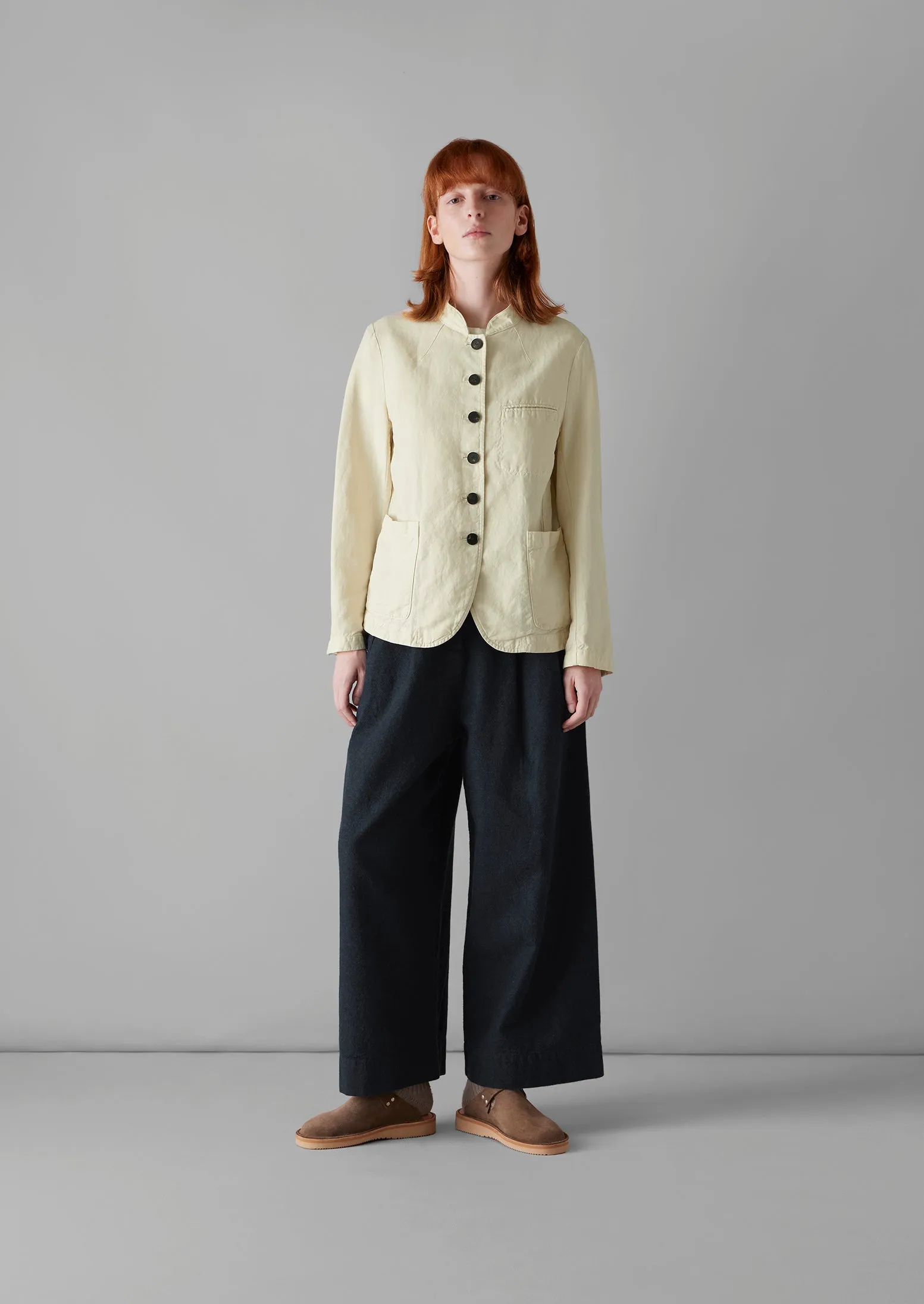 Garment Dyed Cotton Linen Neat Jacket | Parchment sold by TOAST product image thumbnail 3