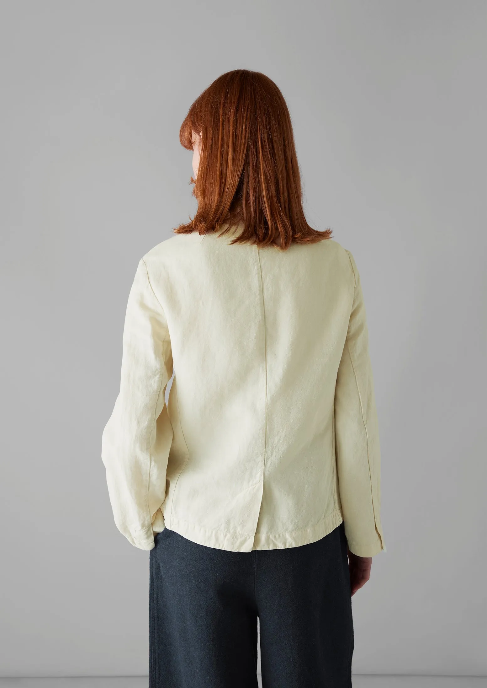 Garment Dyed Cotton Linen Neat Jacket | Parchment sold by TOAST product image thumbnail 4