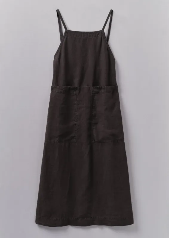 Garment Dyed Linen Apron Dress | Black Coffee sold by TOAST