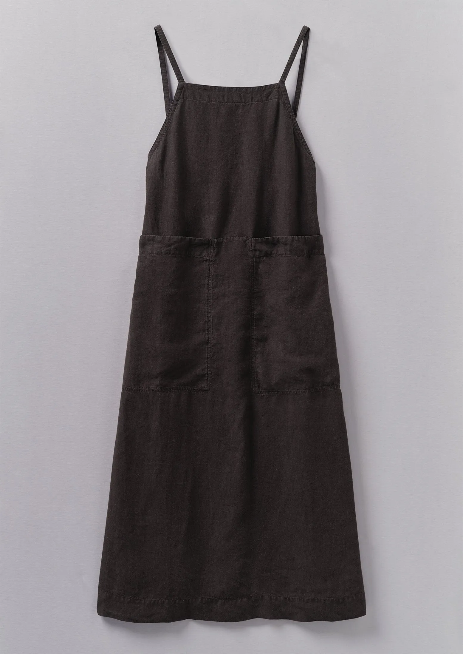 Garment Dyed Linen Apron Dress | Black Coffee sold by TOAST