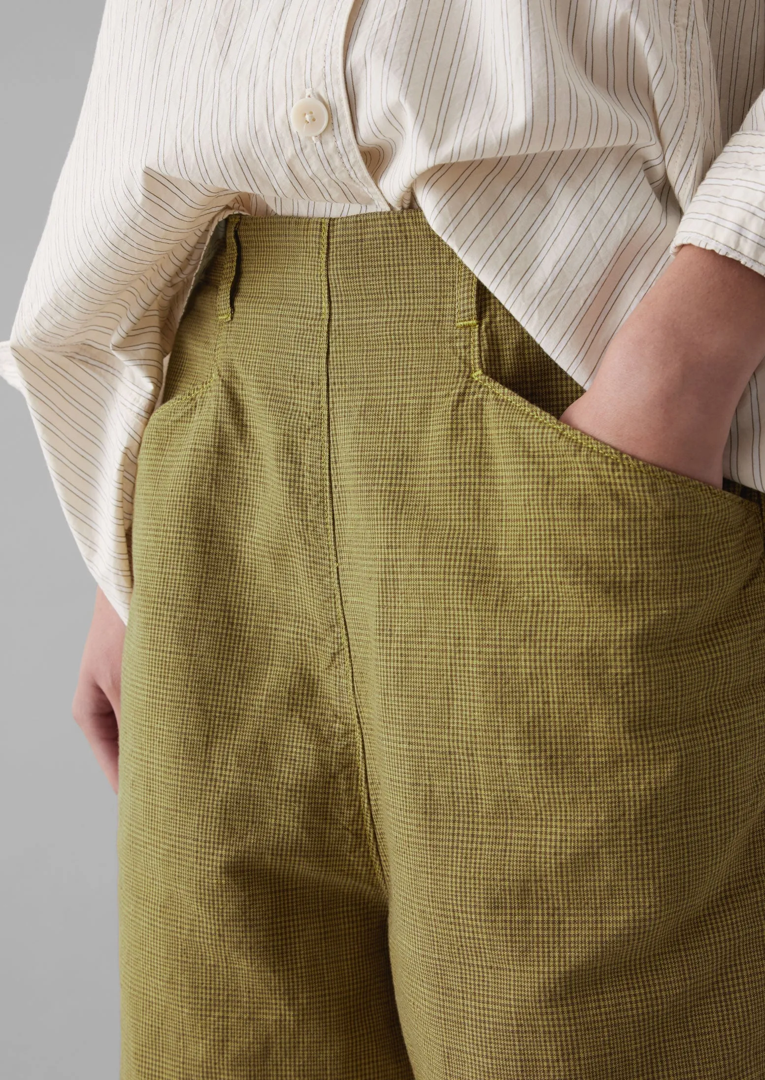 Alix Cotton Check Trousers | Golden Olive sold by TOAST product image thumbnail 5
