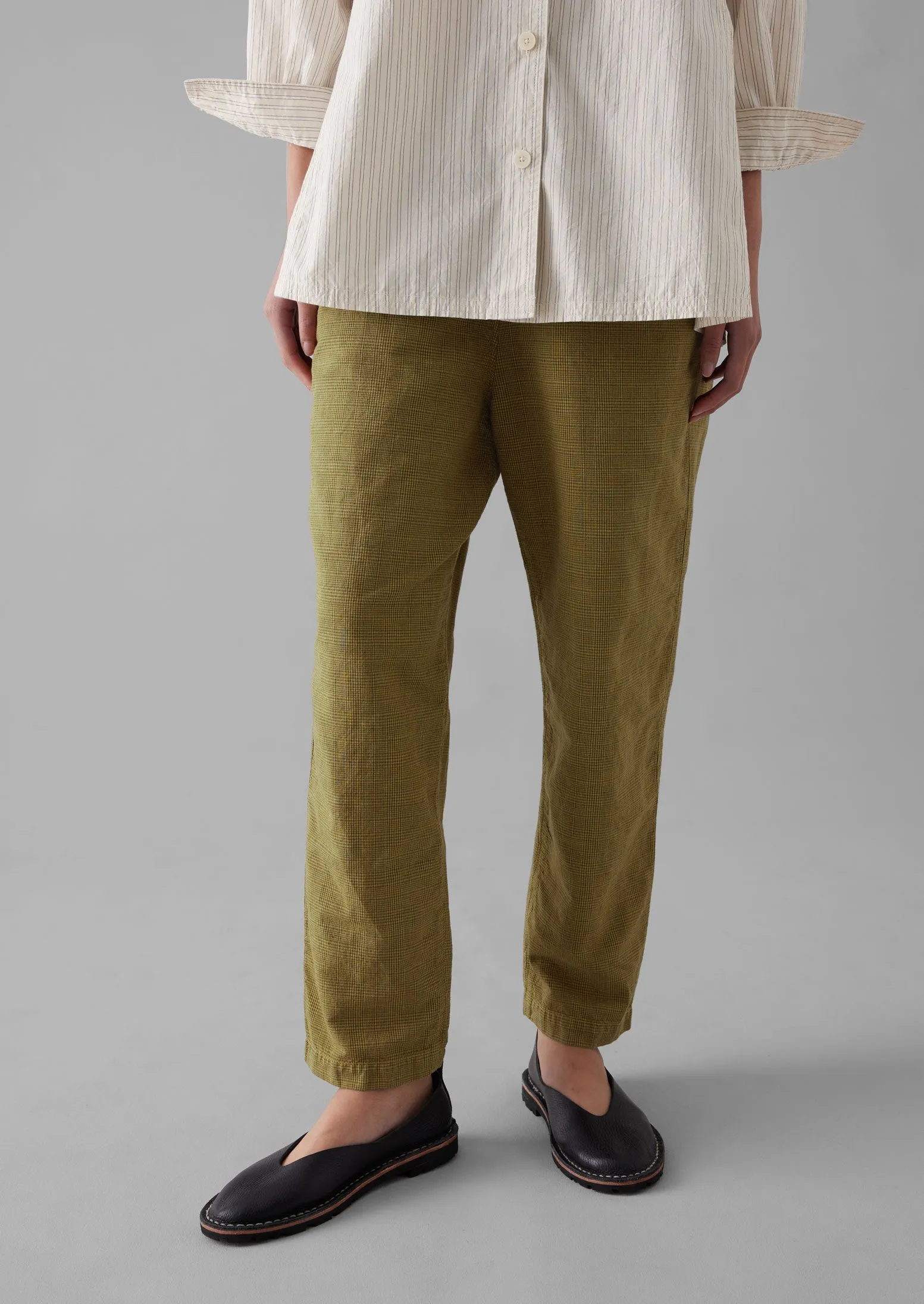 Alix Cotton Check Trousers | Golden Olive sold by TOAST product image thumbnail 4
