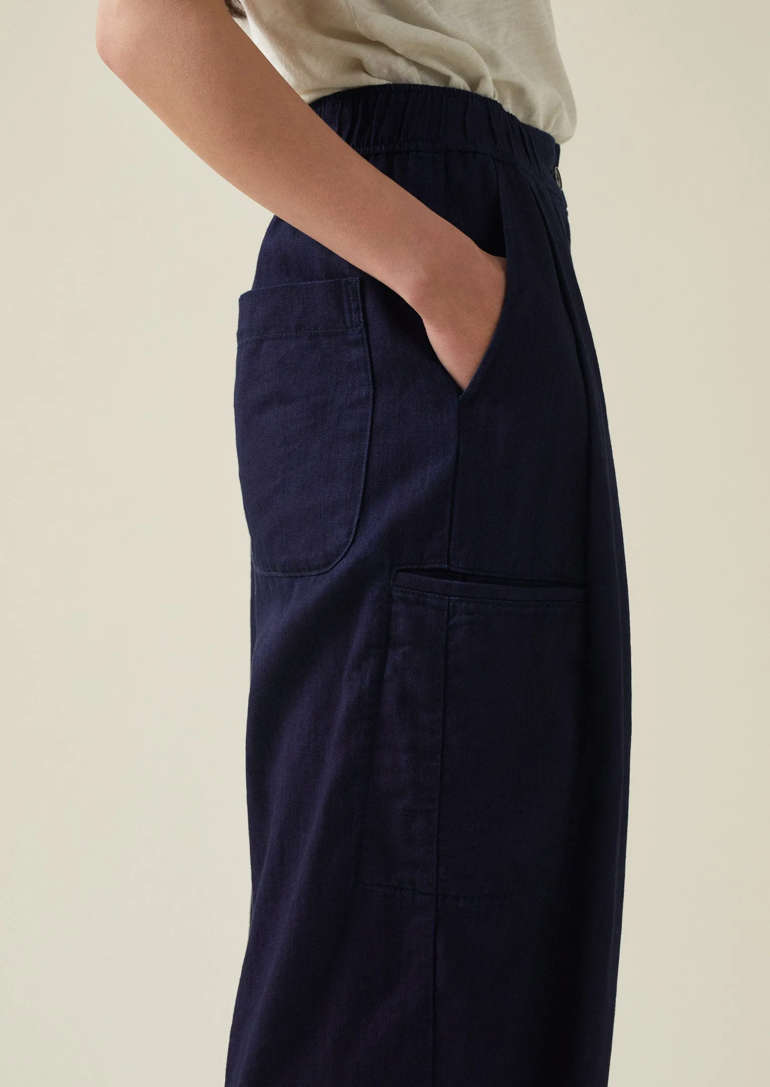 Indigo Cotton Twill Wide Leg Trousers | Indigo sold by TOAST product image thumbnail 3