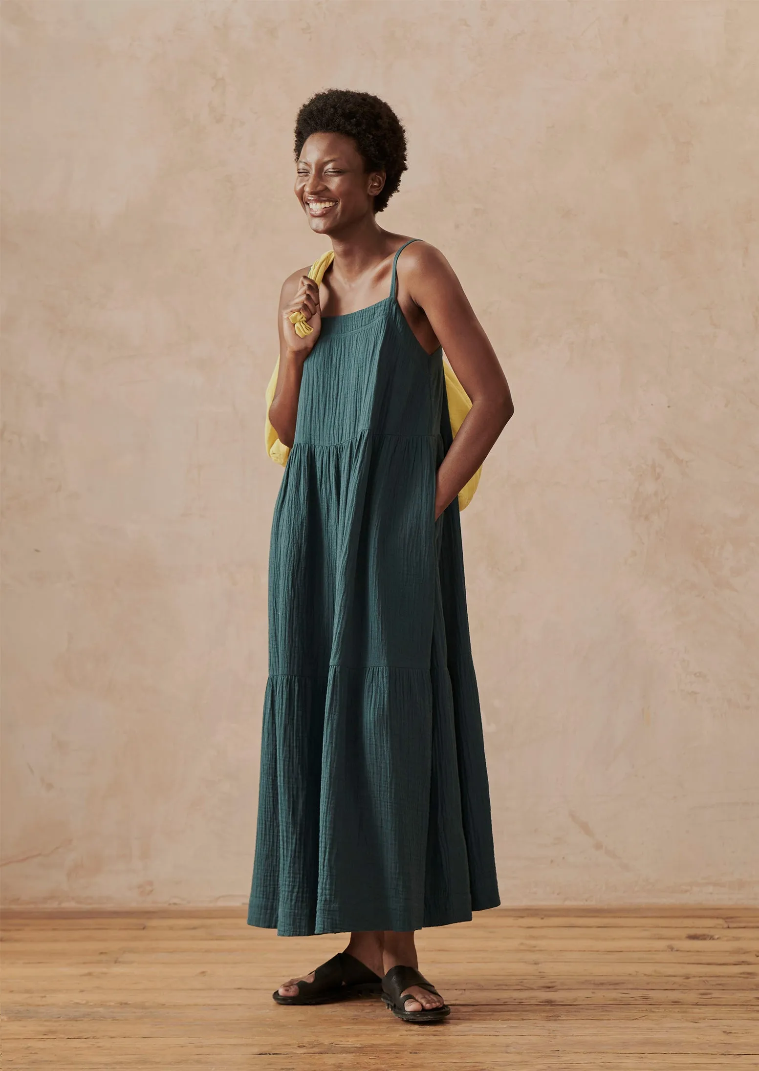 Tiered Crinkle Cotton Gauze Dress | Puck sold by TOAST product image thumbnail 2