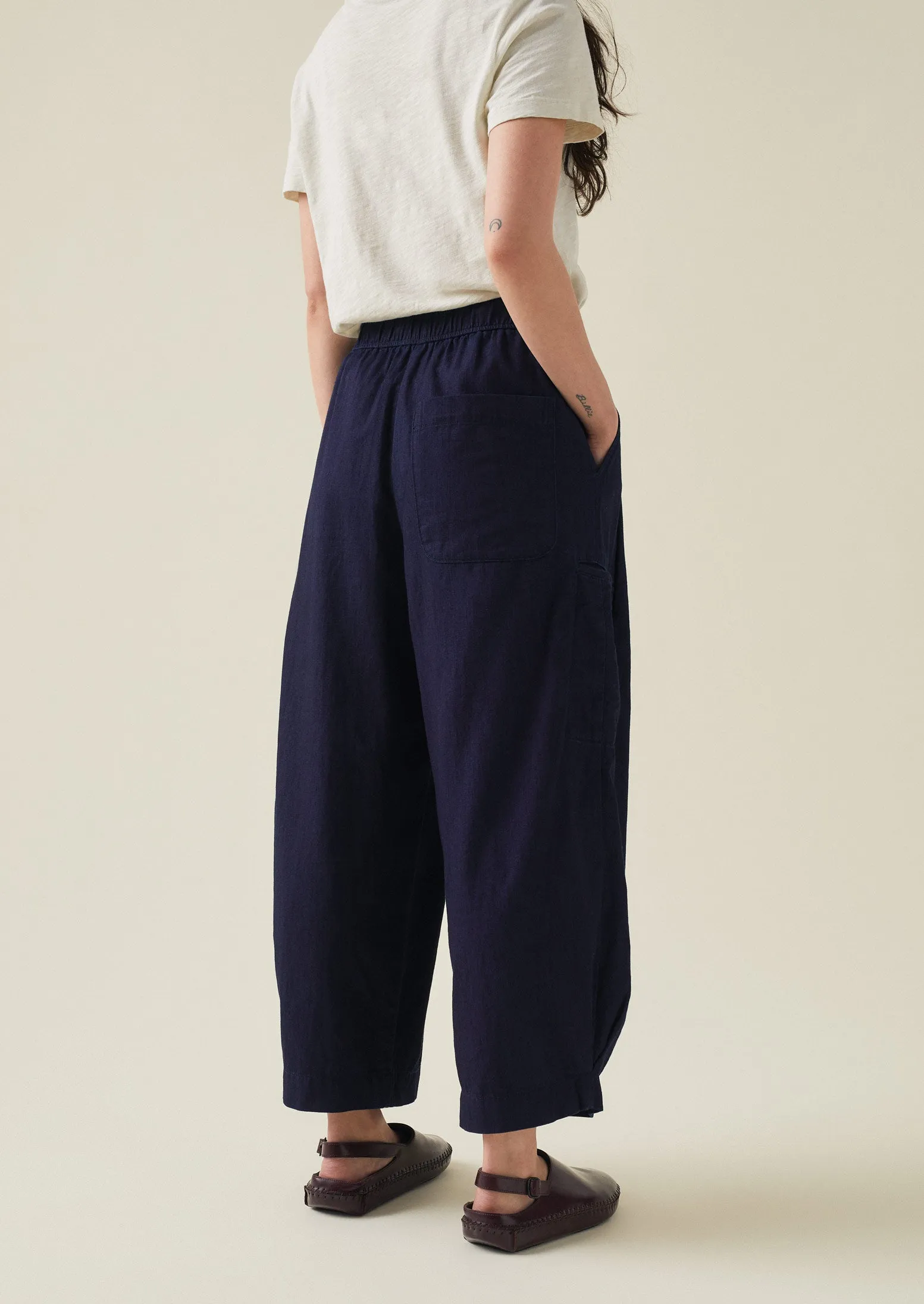 Indigo Cotton Twill Wide Leg Trousers | Indigo sold by TOAST product image thumbnail 4
