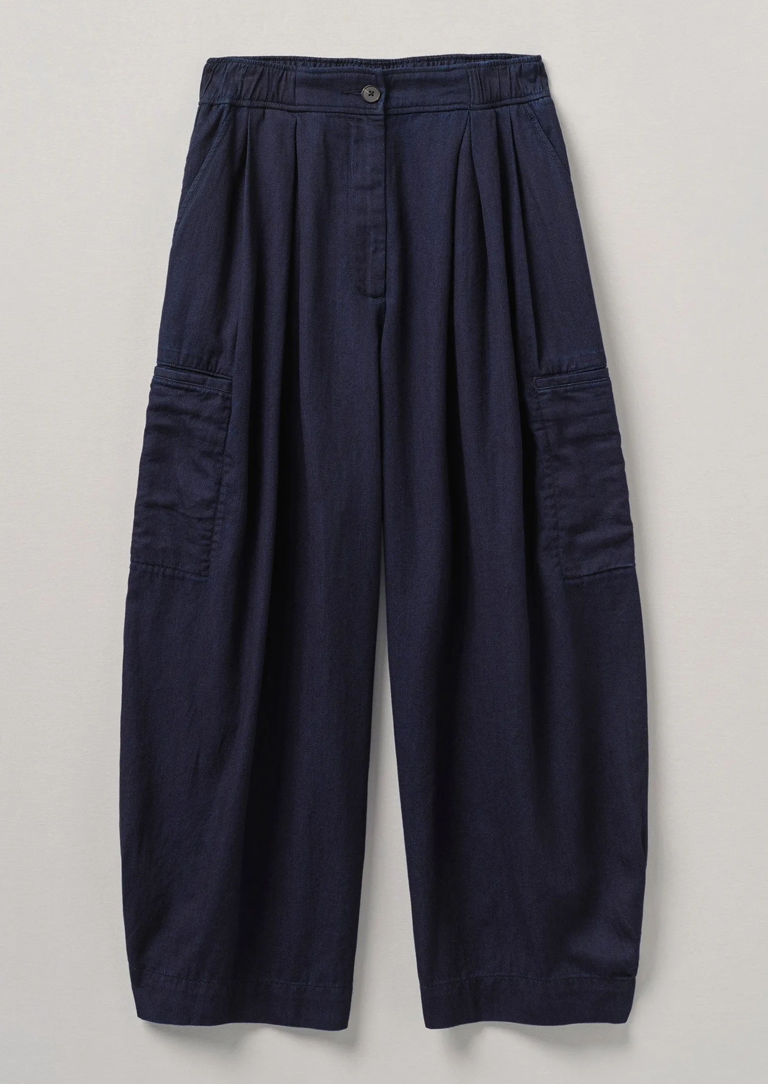 Indigo Cotton Twill Wide Leg Trousers | Indigo sold by TOAST
