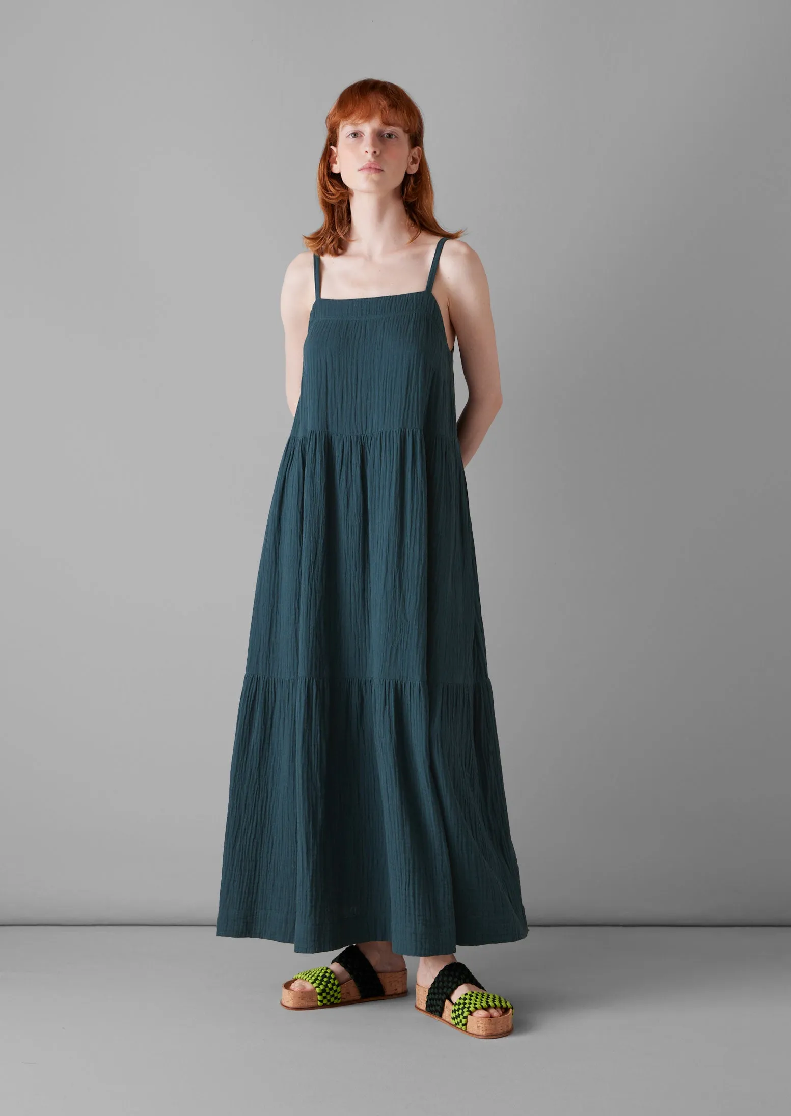 Tiered Crinkle Cotton Gauze Dress | Puck sold by TOAST product image thumbnail 3