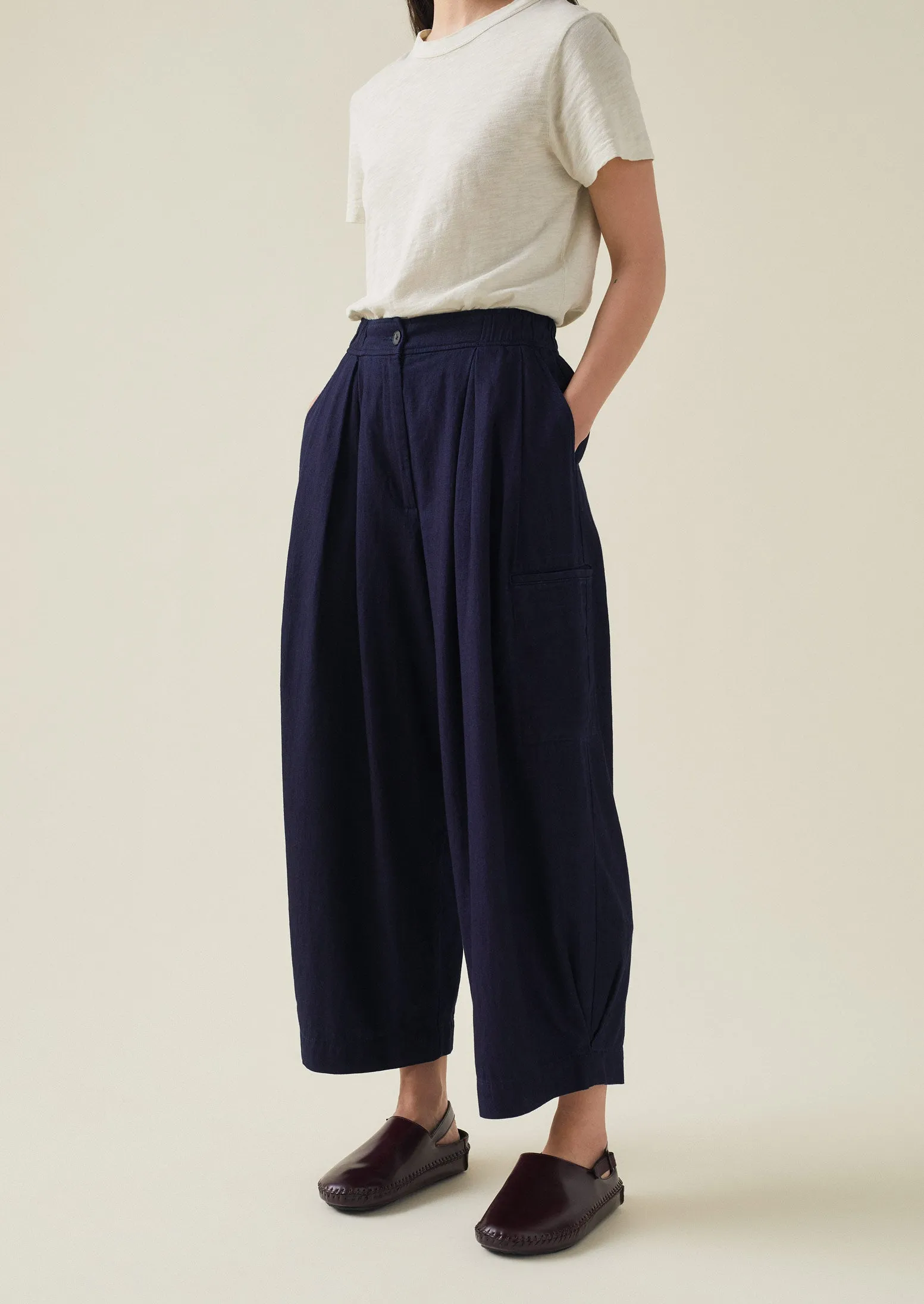 Indigo Cotton Twill Wide Leg Trousers | Indigo sold by TOAST product image thumbnail 2