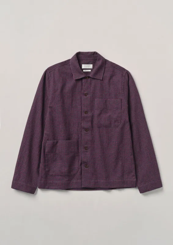 Houndstooth Check Wool Cotton Shirt | Dark Berry sold by TOAST