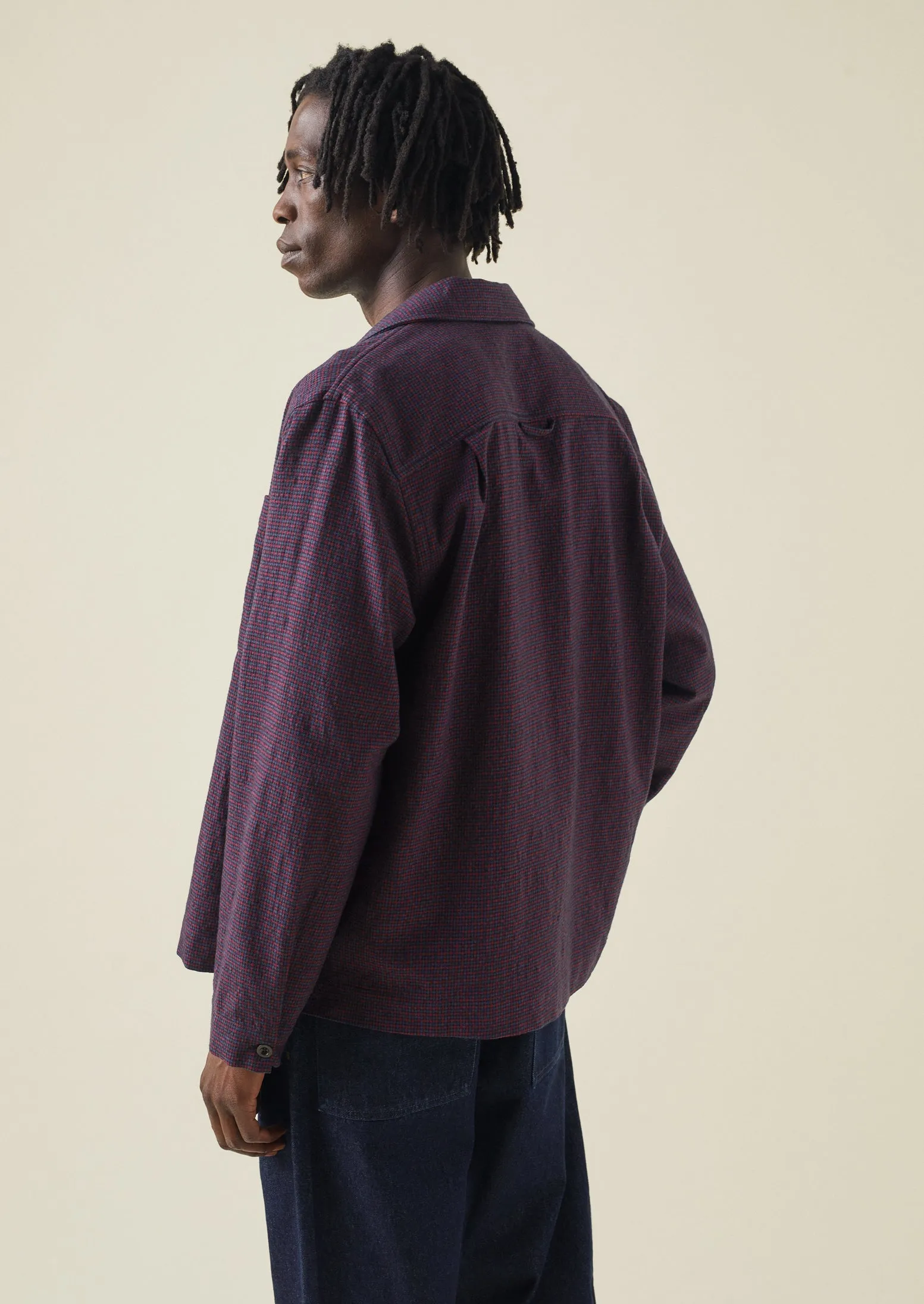 Houndstooth Check Wool Cotton Shirt | Dark Berry sold by TOAST product image thumbnail 5