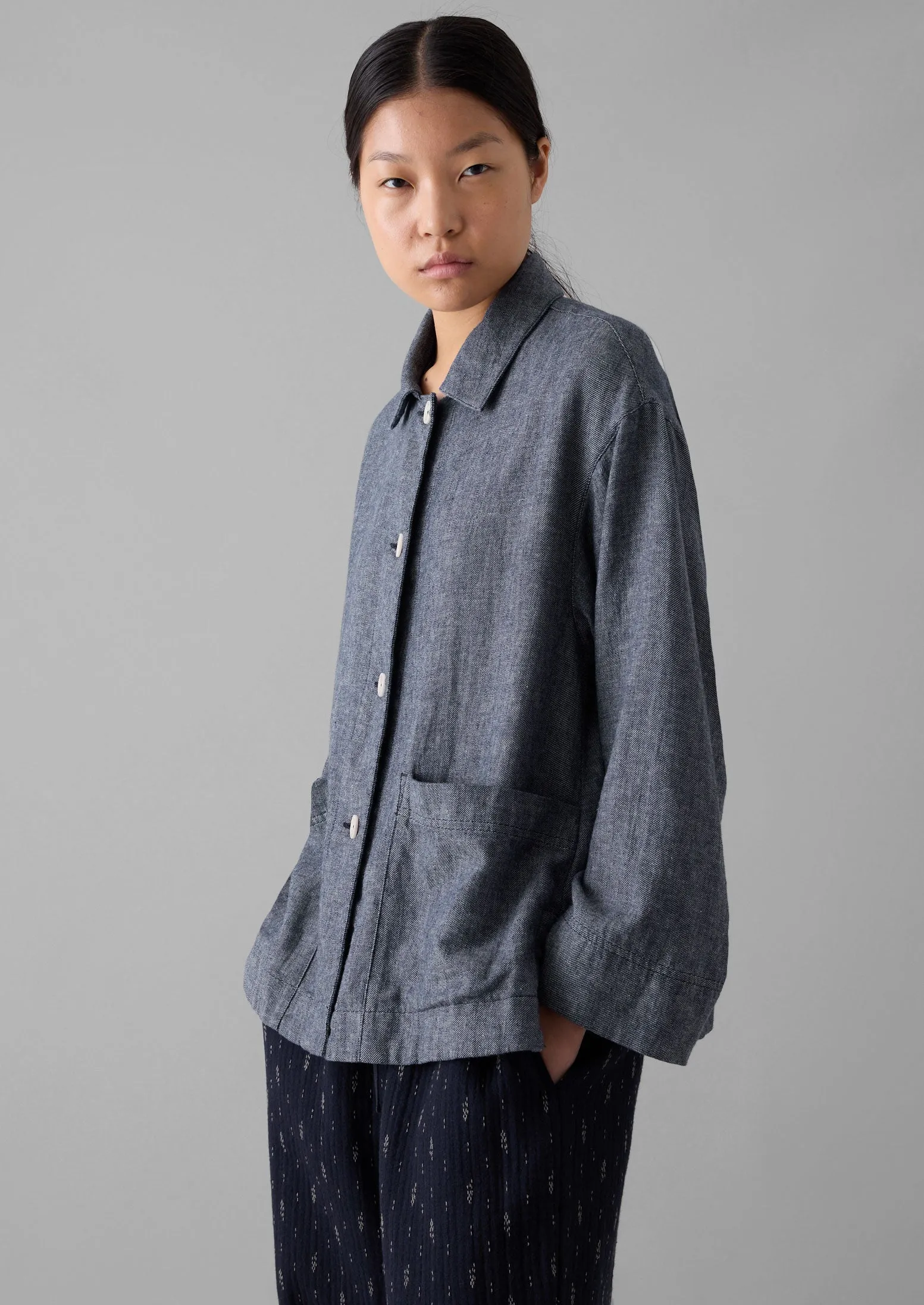 Cotton Linen Twill Shirt | Indigo Blue sold by TOAST product image thumbnail 2