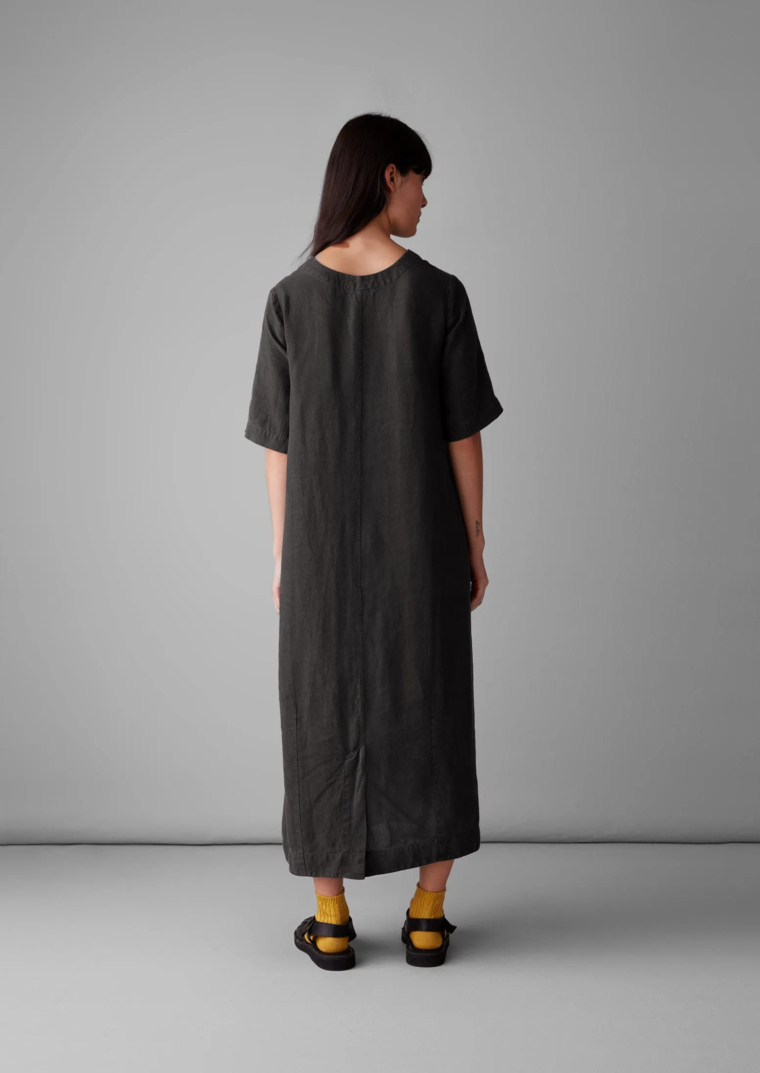 Scoop Neck Garment Dyed Linen Dress | Black Coffee sold by TOAST product image thumbnail 4