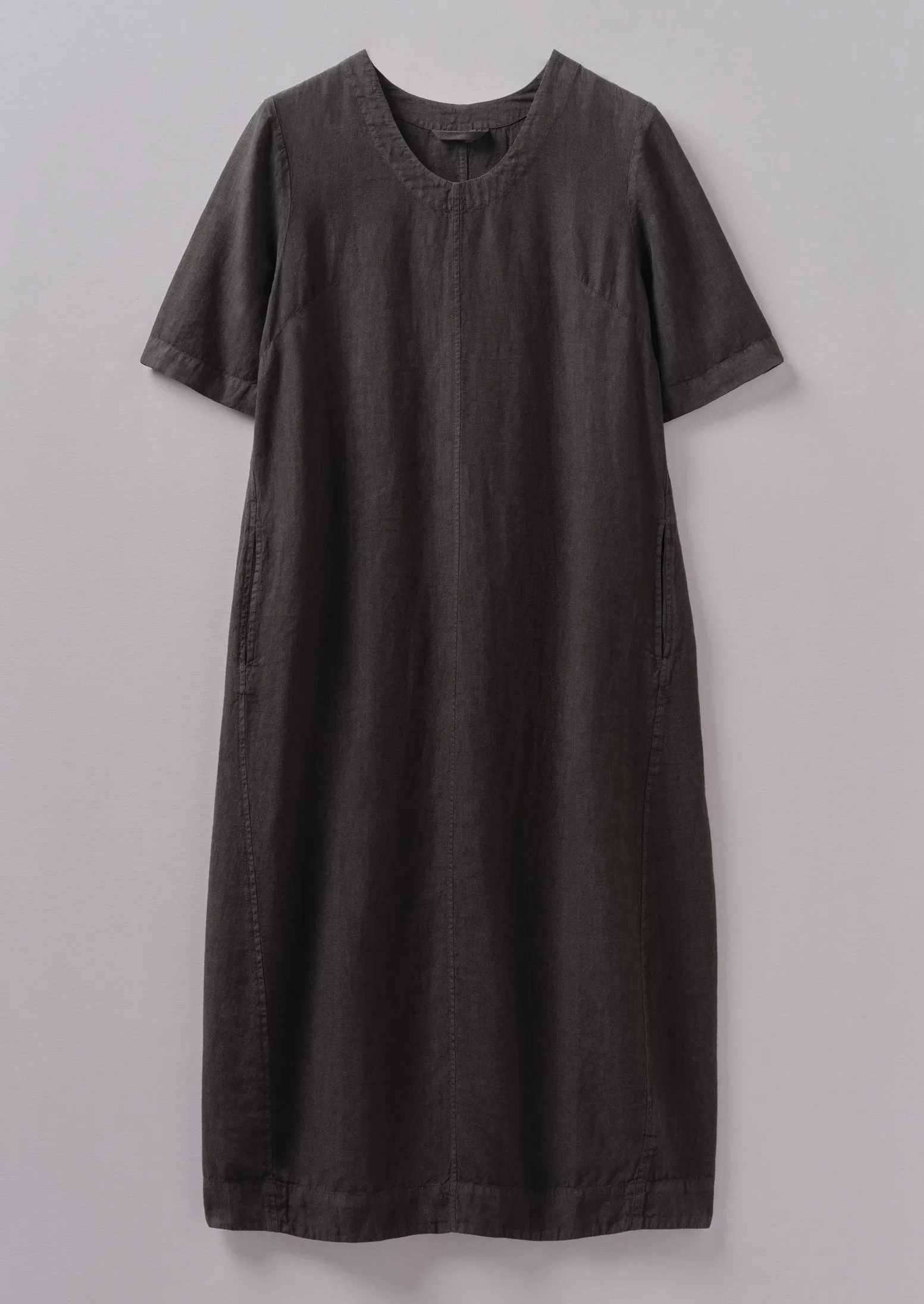 Scoop Neck Garment Dyed Linen Dress | Black Coffee sold by TOAST