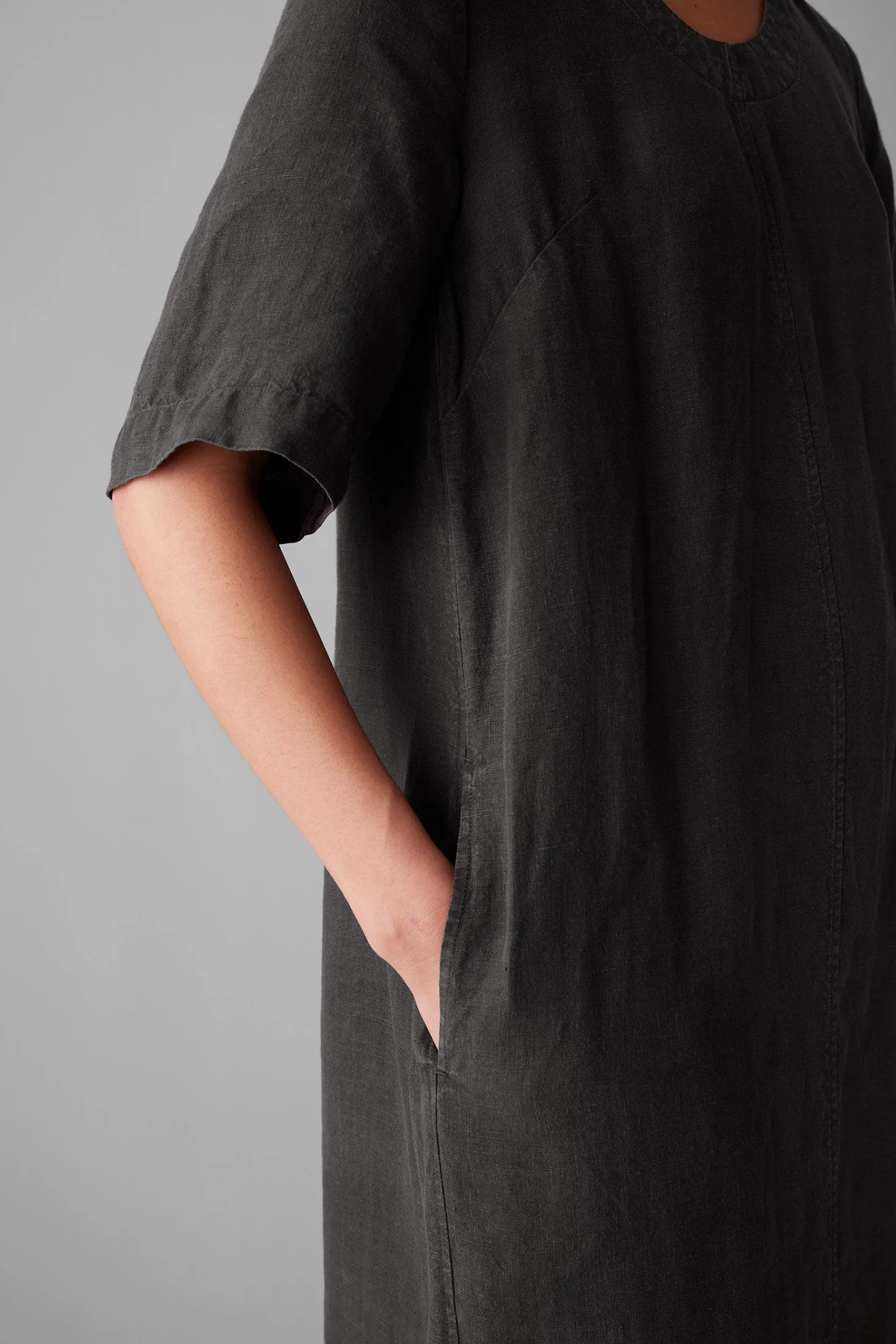 Scoop Neck Garment Dyed Linen Dress | Black Coffee sold by TOAST product image thumbnail 3