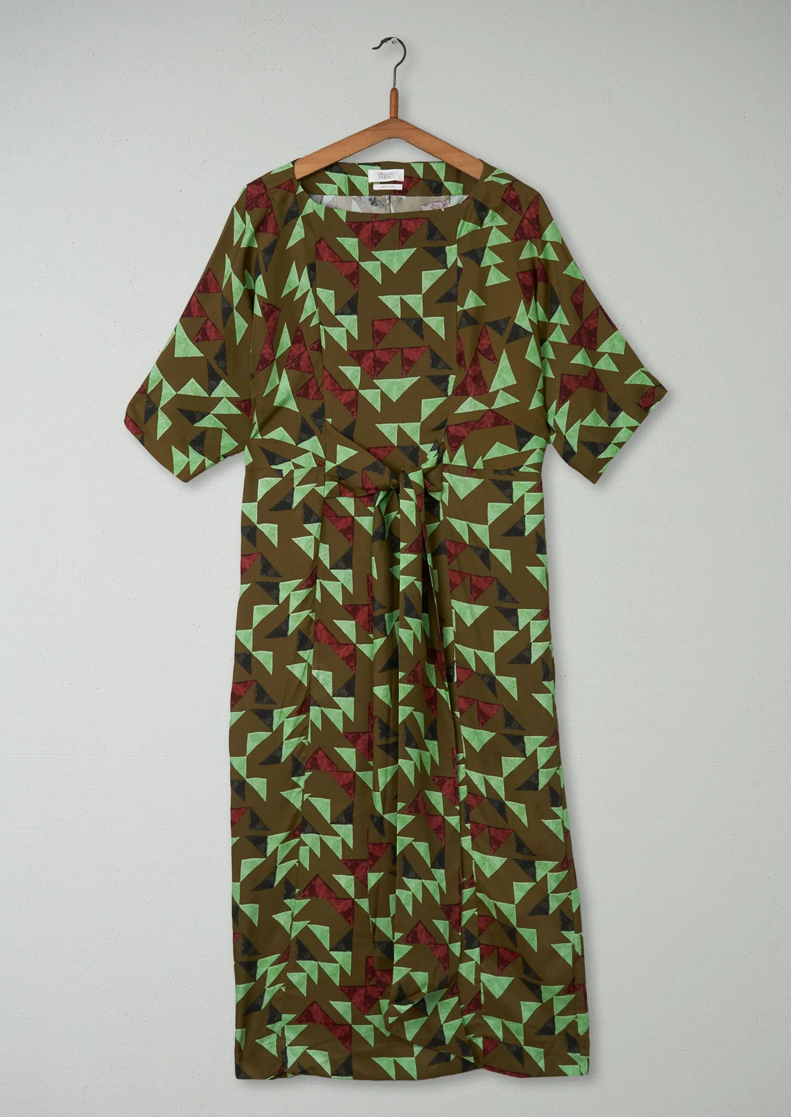 Reworn Tie Waist Dress Size S (452) | Olive Green sold by TOAST